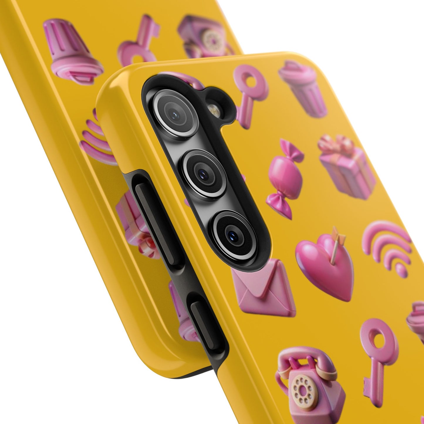 Cute and Colorful Tough Phone Case - Pink Emojis Design
