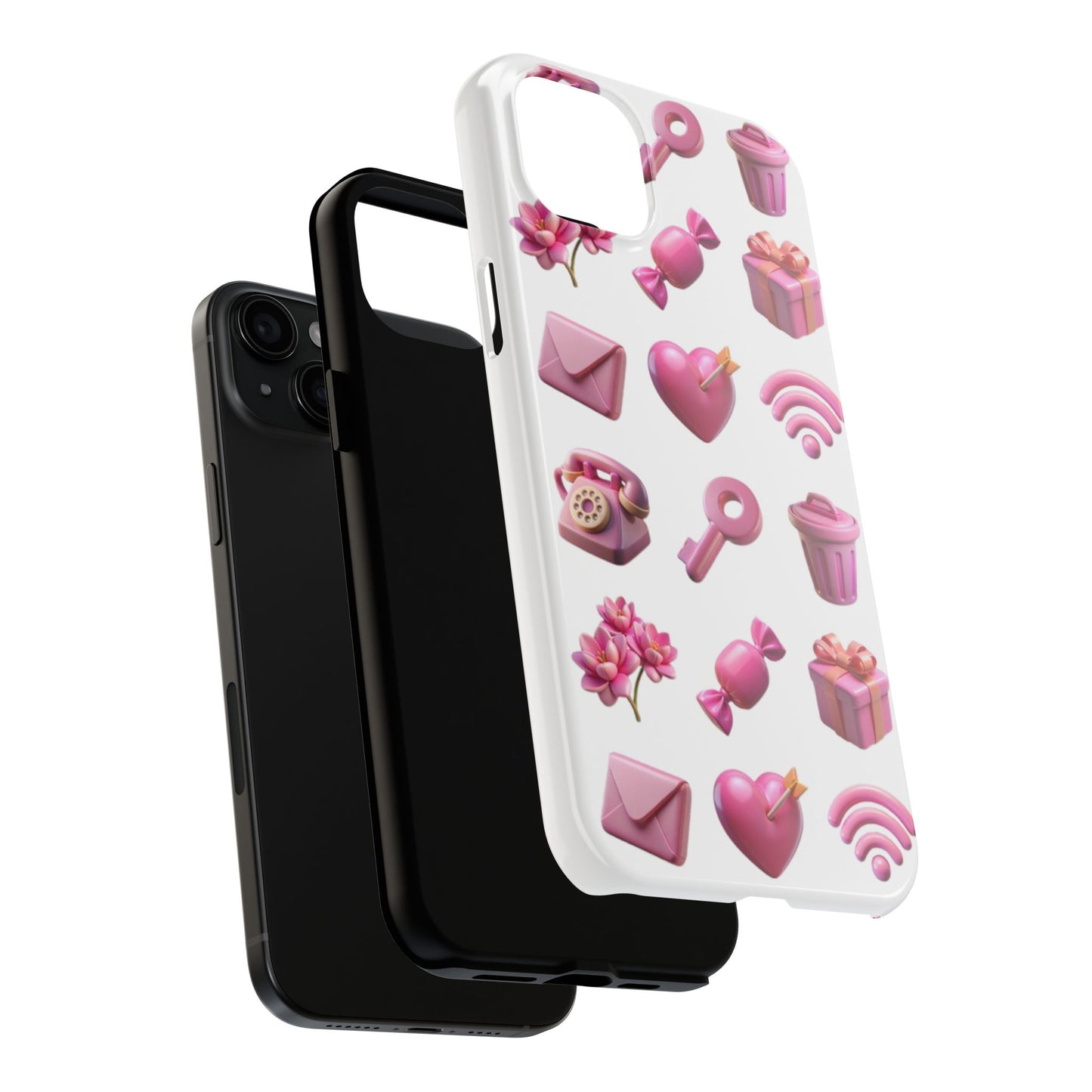 Cute and Colorful Tough Phone Case - Pink Emojis Design