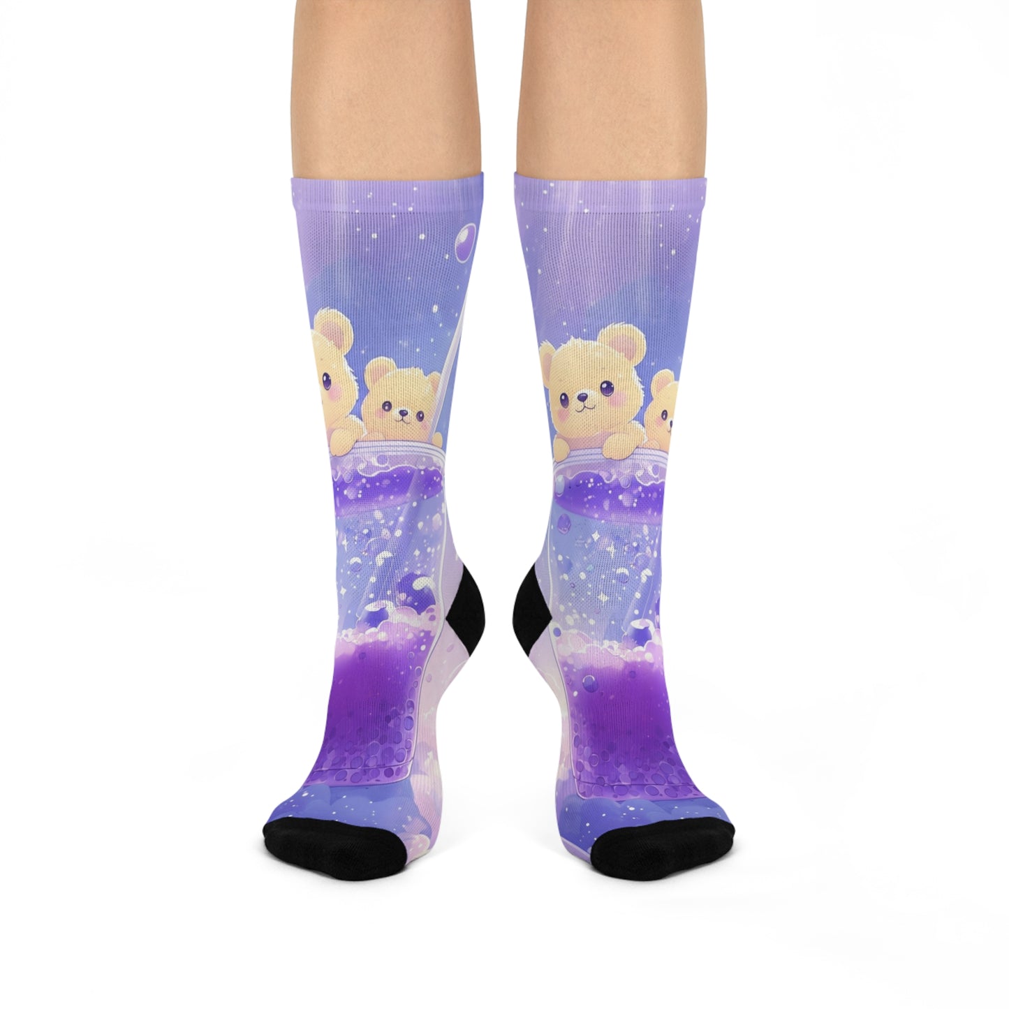 Cushioned Crew Socks- Cute White Bear