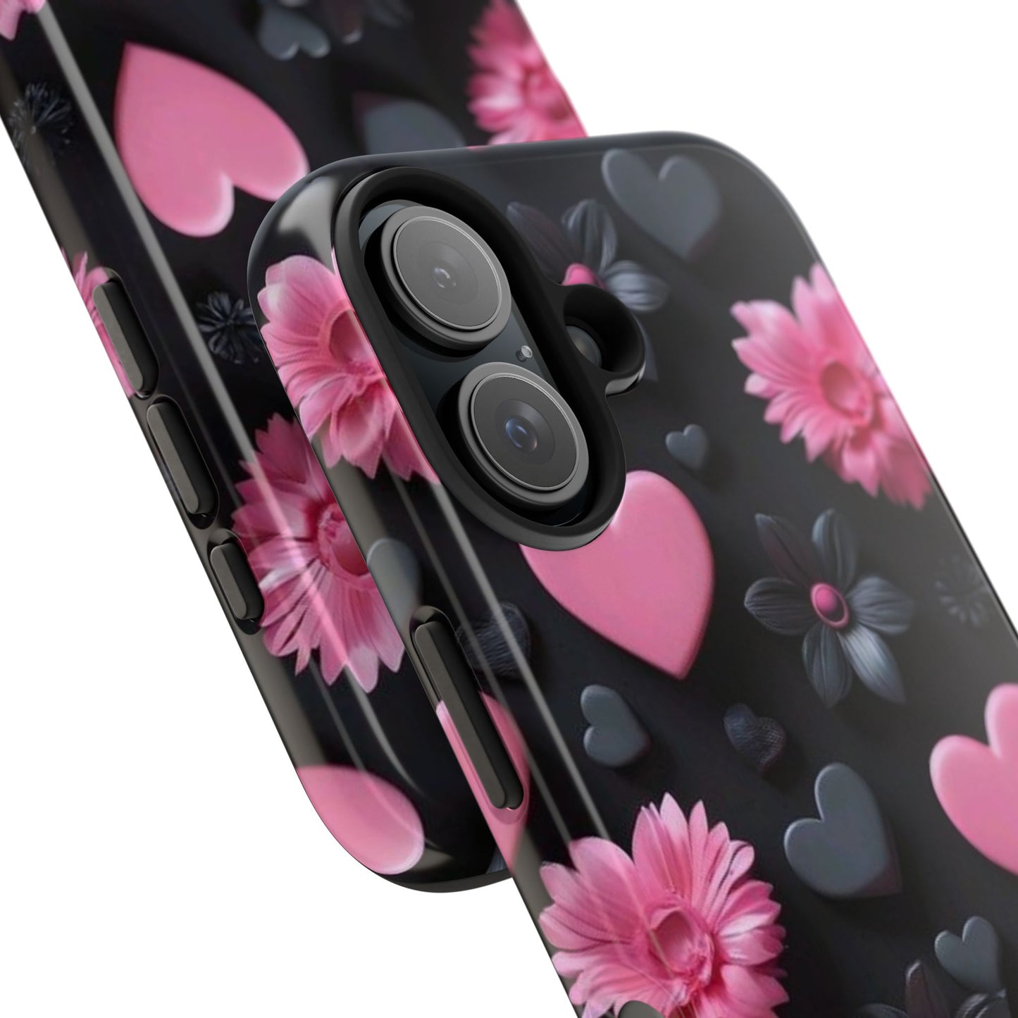 Floral Heart Tough Phone Case - Durable Protection Bold Design For iPhones & Androids