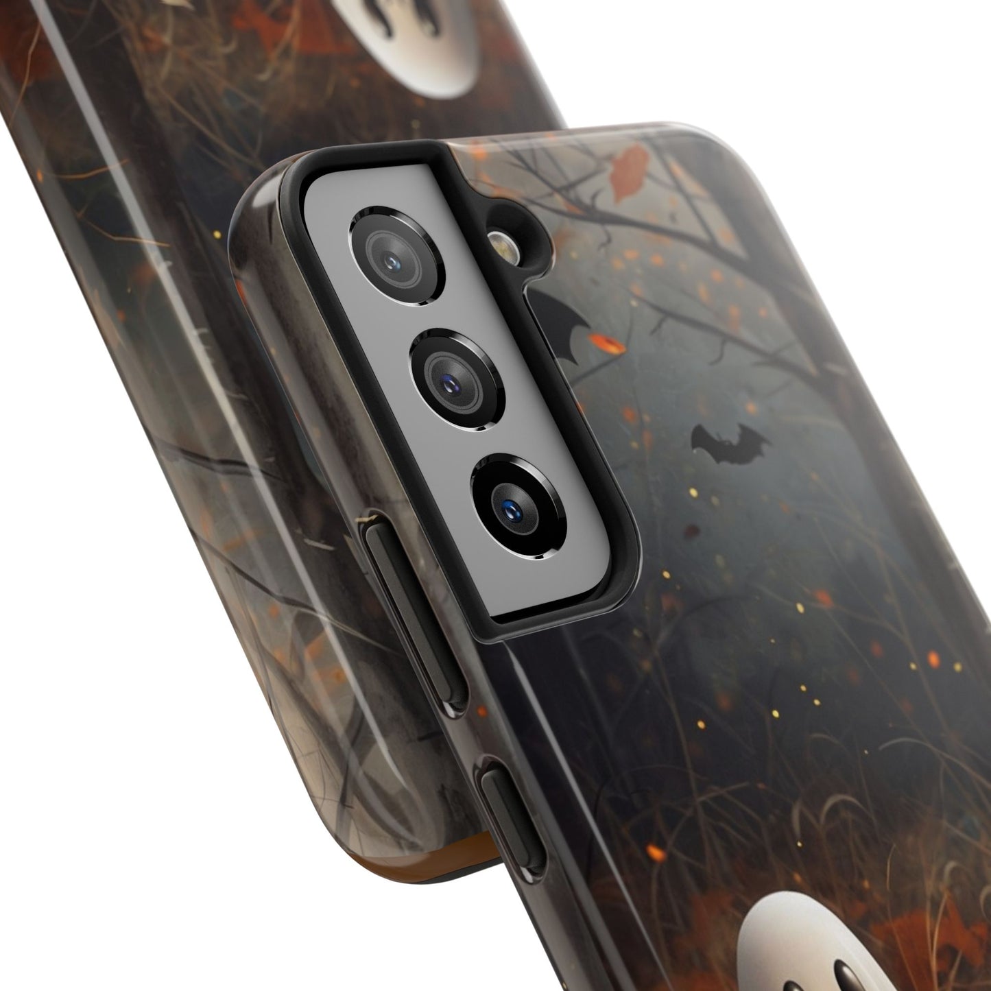 Spooky Halloween Phone Case - Tough Protective Cover with Ghost and Pumpkin Design