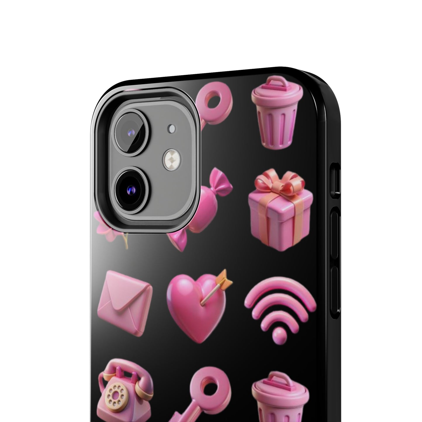 Cute and Colorful Tough Phone Case - Pink Emojis Design