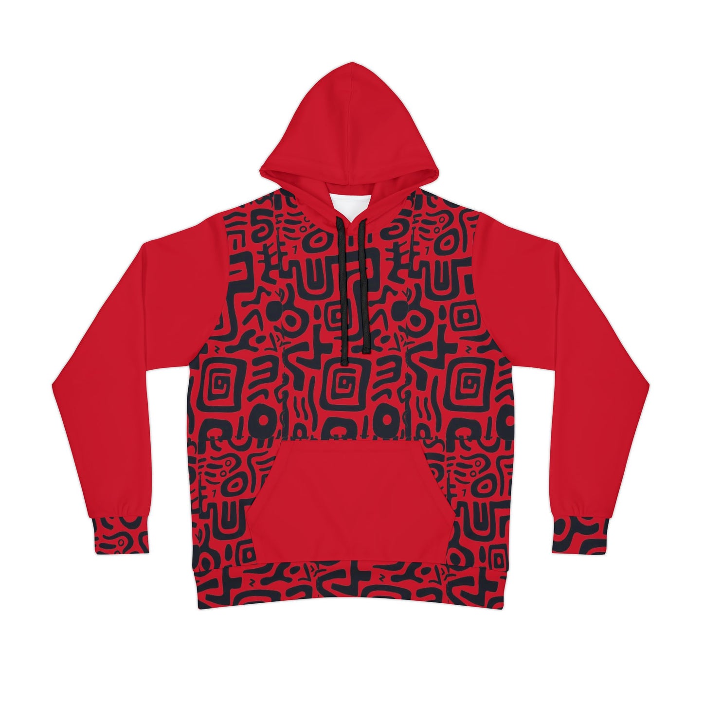 π₯ Bold Red and Black Pattern Hoodie β Tribal Style Meets Comfort & Streetwear