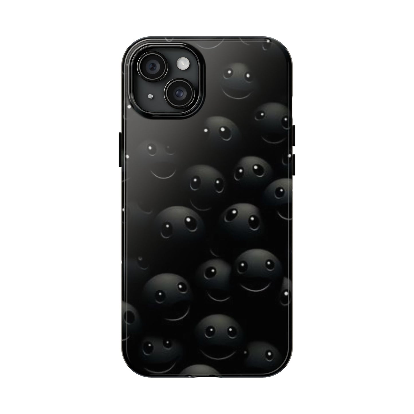 😊 Cute Smiley Face Black Tough Phone Case – Fun & Durable Protection for iPhone & Android