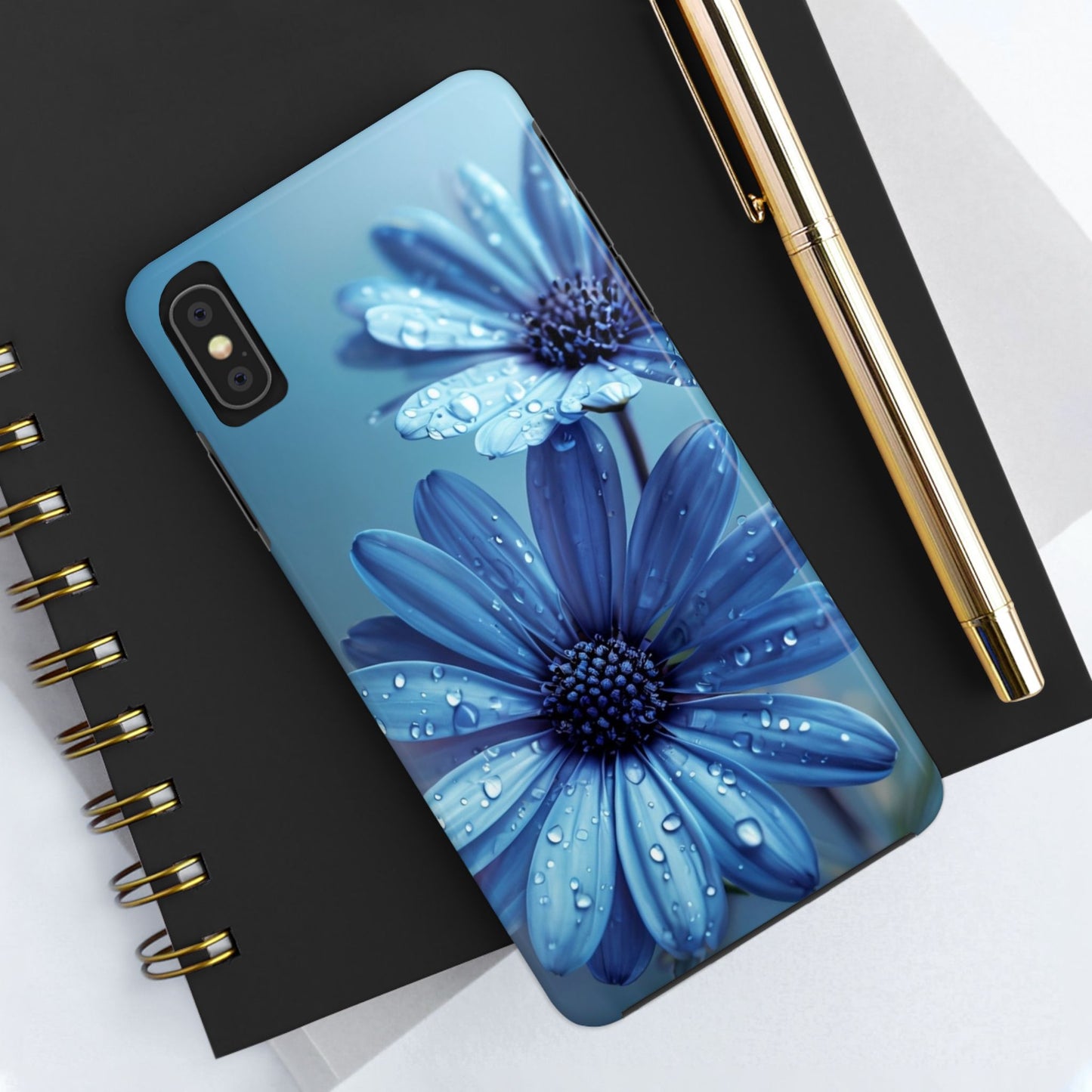 Blue Floral Tough Phone Case - Durable & Stylish Protection