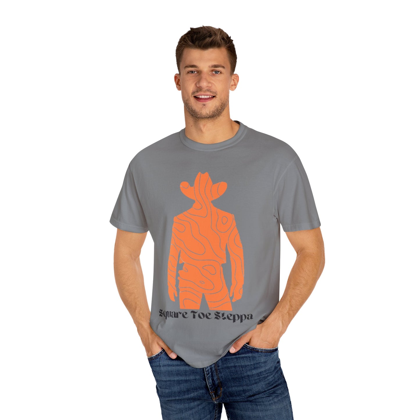 Rust Brown Men's Large T-Shirt – "Square Toe Steppa" Western Cowboy Graphic Tee
