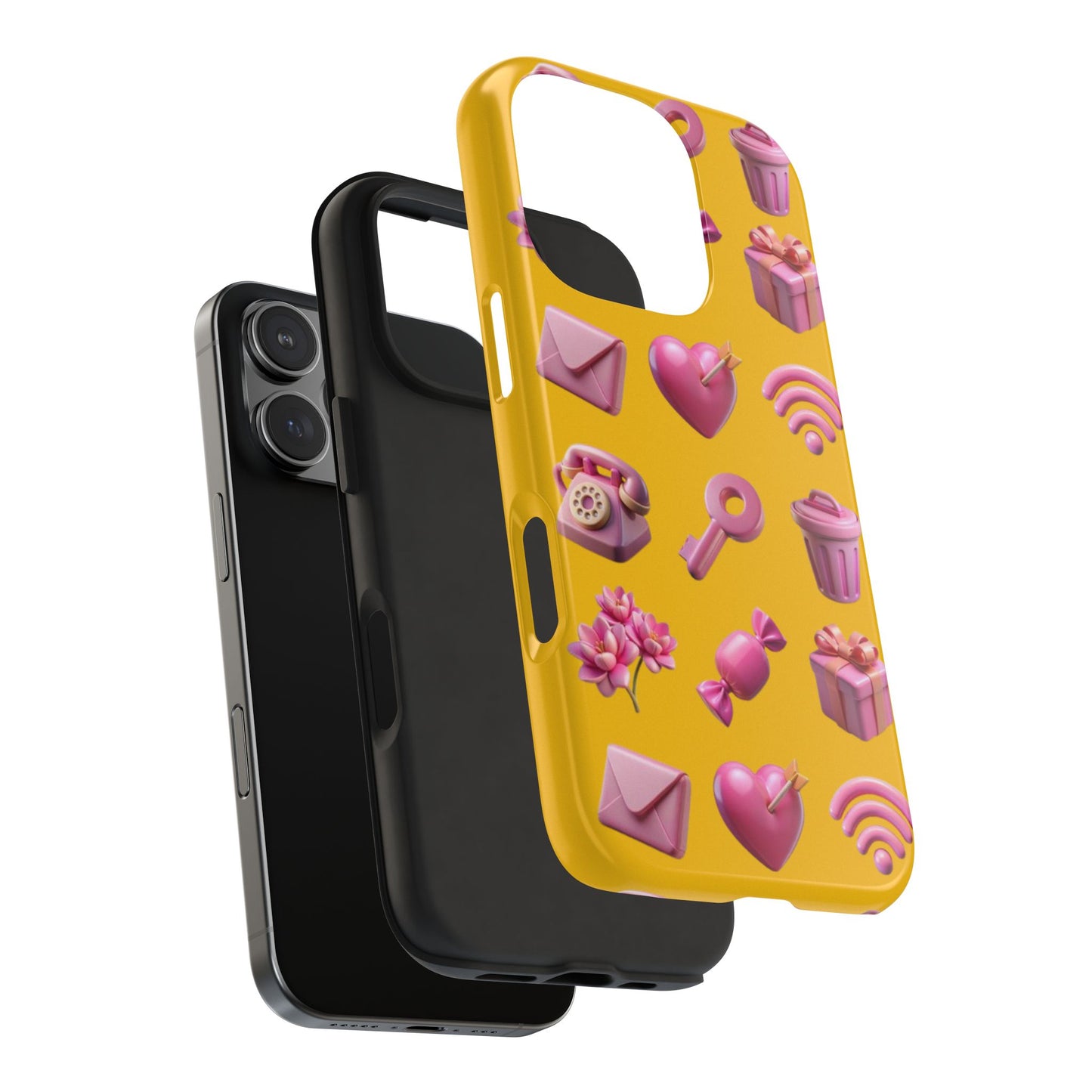 Cute and Colorful Tough Phone Case - Pink Emojis Design