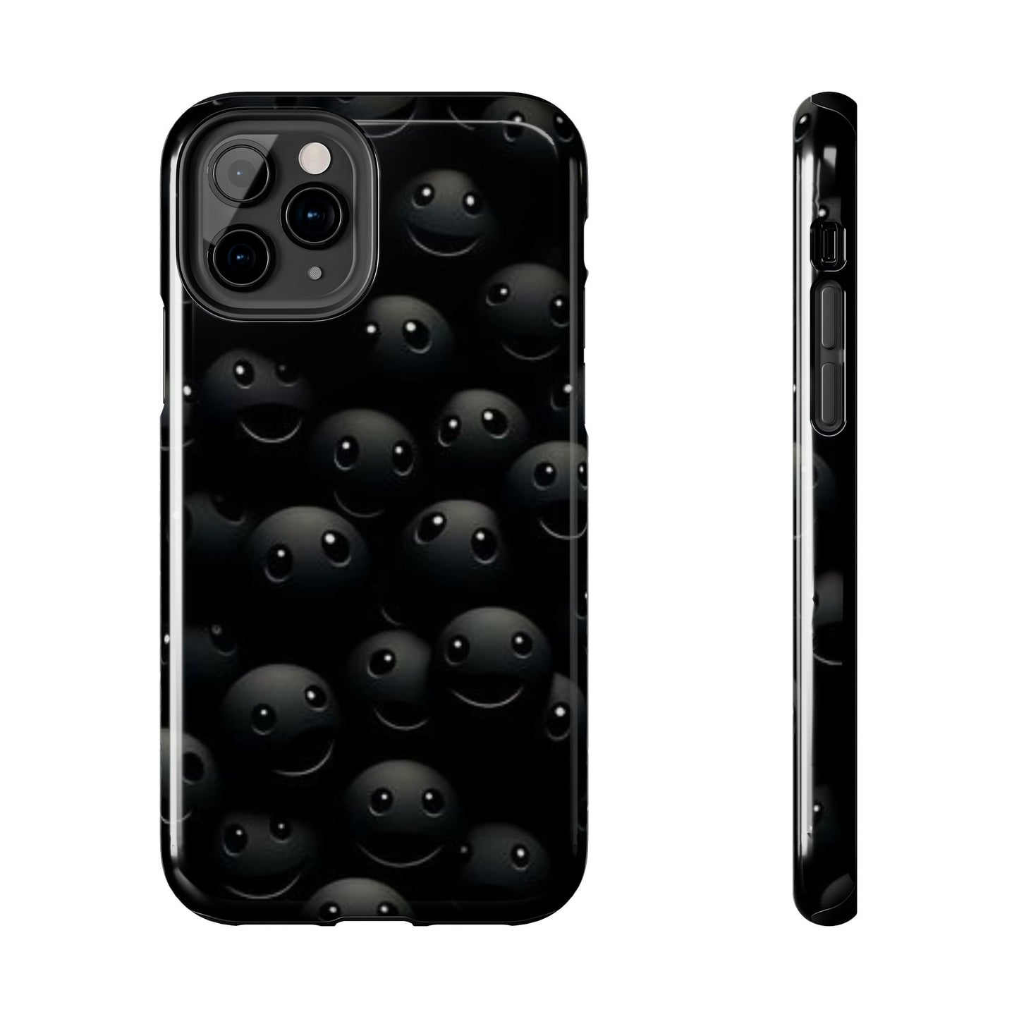 😊 Cute Smiley Face Black Tough Phone Case – Fun & Durable Protection for iPhone & Android