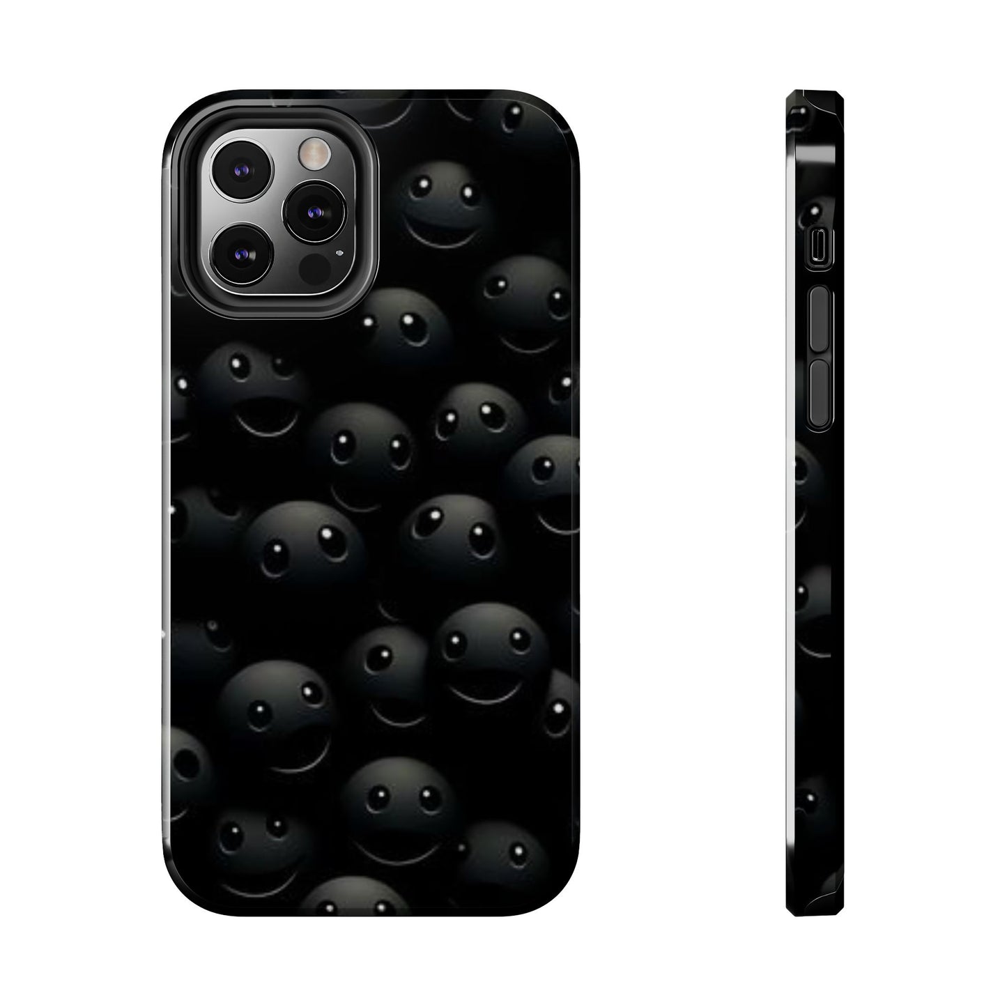 😊 Cute Smiley Face Black Tough Phone Case – Fun & Durable Protection for iPhone & Android