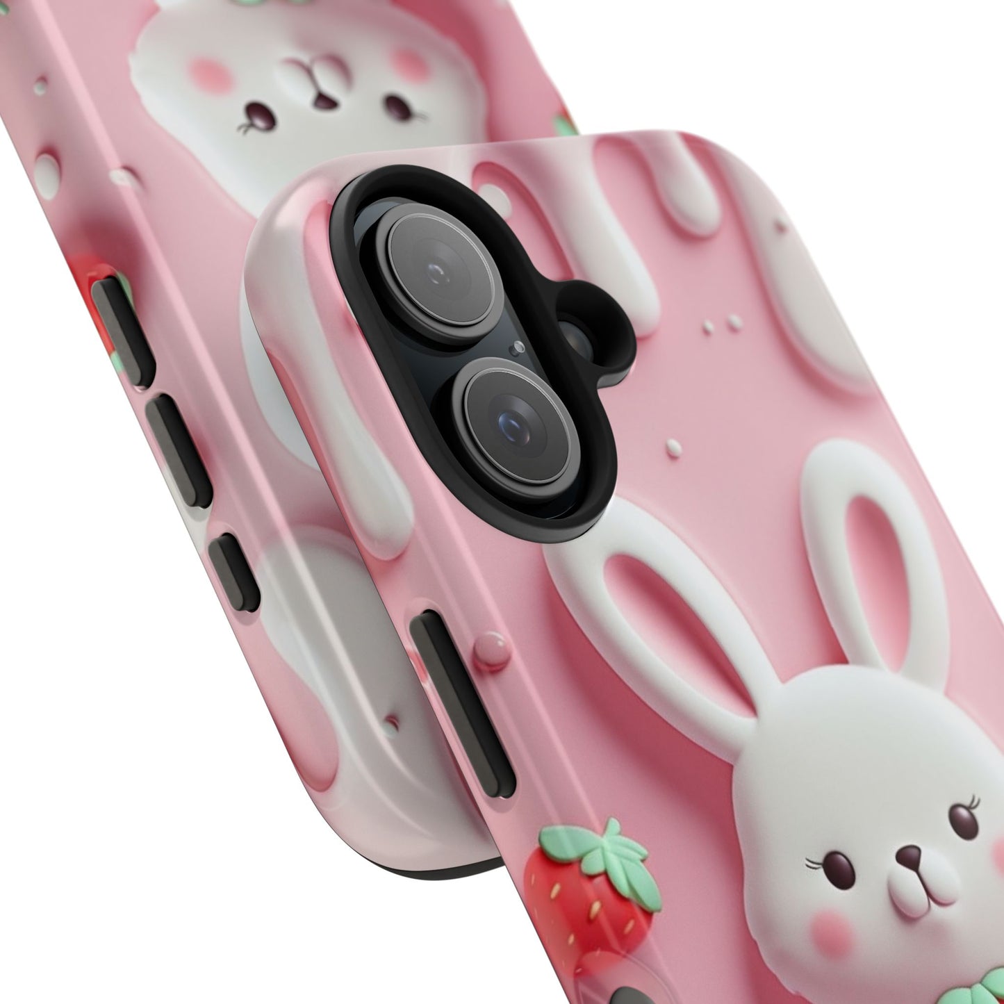 Cute Bunny Strawberry Tough Phone Case - Perfect for Kids & Spring Celebrations