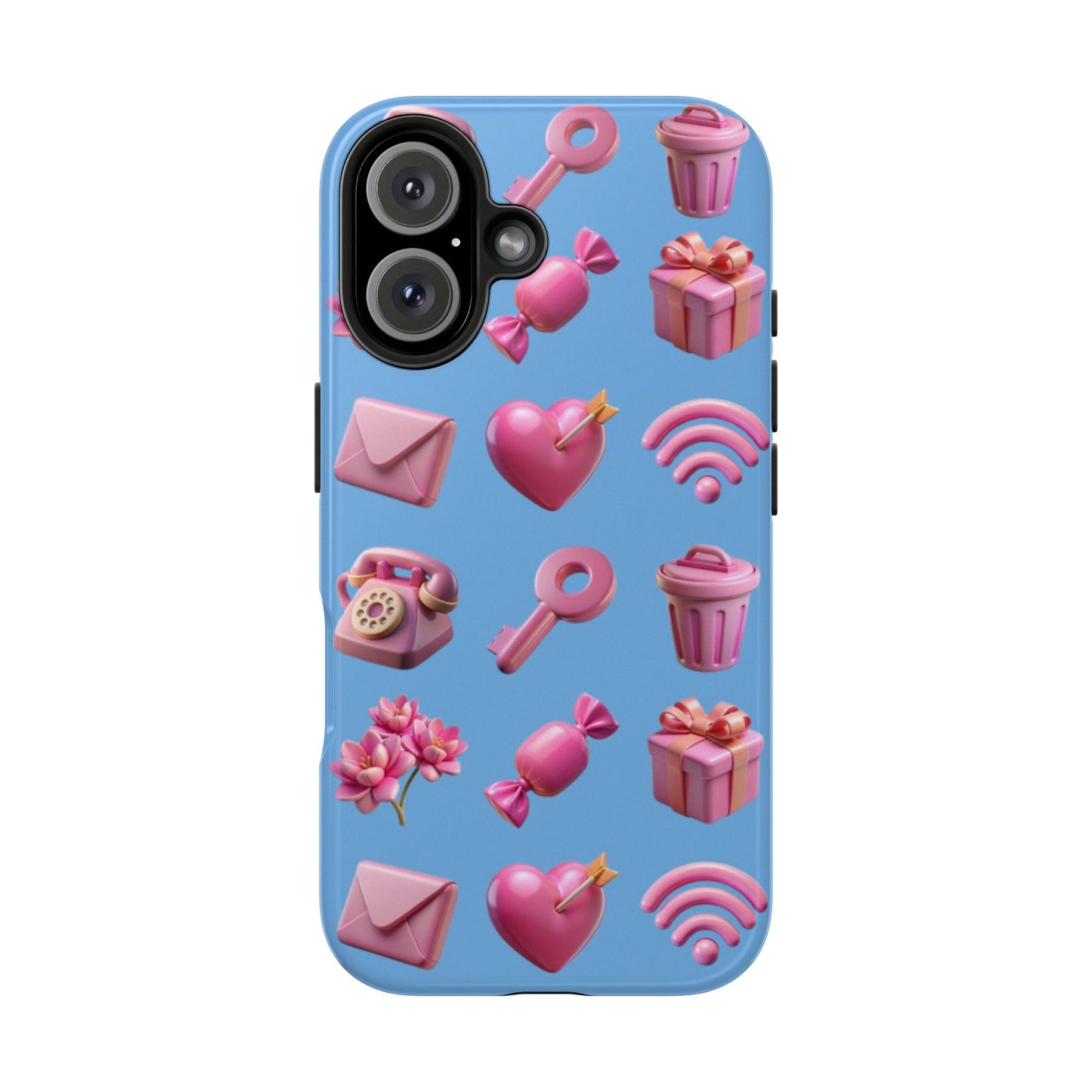 Cute and Colorful Tough Phone Case - Pink Emojis Design