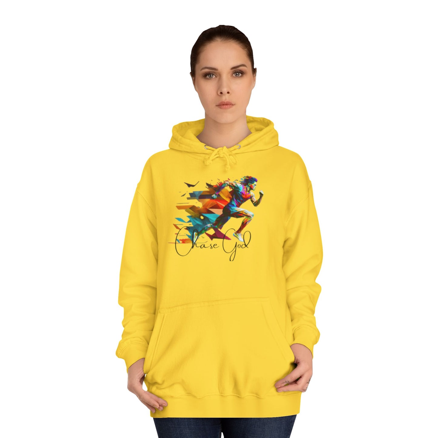 Angel White Faith Hoodie for Men – "Chase God, Inspire & Elevate" Spiritual Motivation Wear
