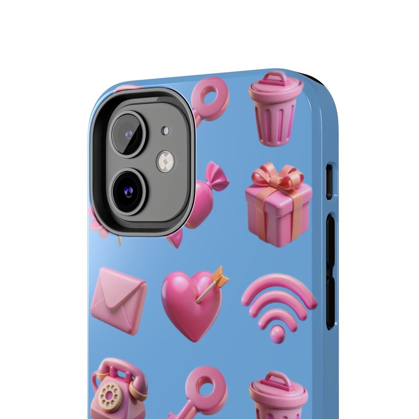 Cute and Colorful Tough Phone Case - Pink Emojis Design