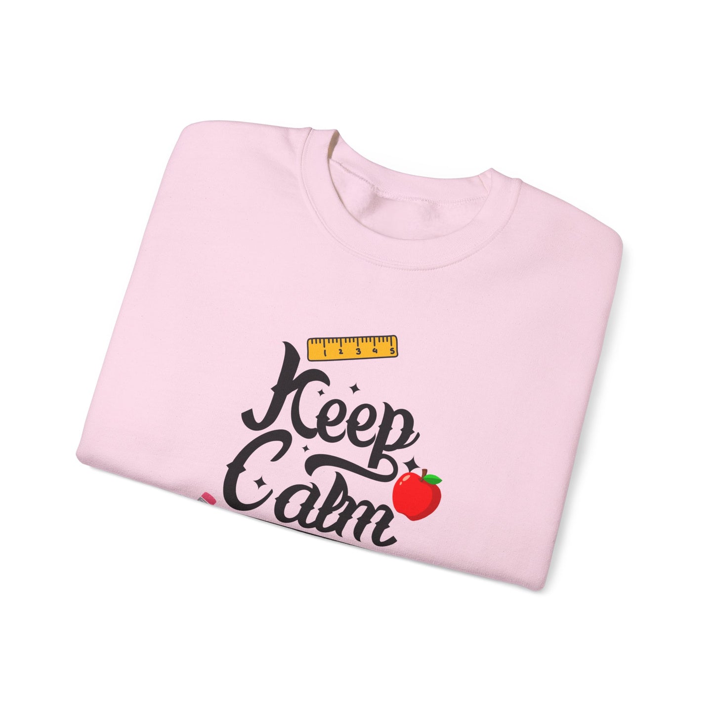 Chalkboard Calm Baby Blue Sweatshirt for Women – Keep Calm I'm a Teacher Appreciation Crew