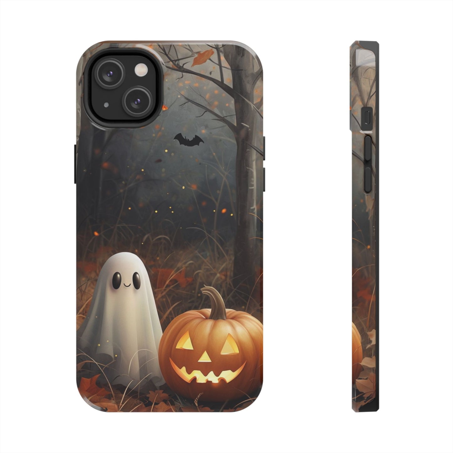 Spooky Halloween Phone Case - Tough Protective Cover with Ghost and Pumpkin Design
