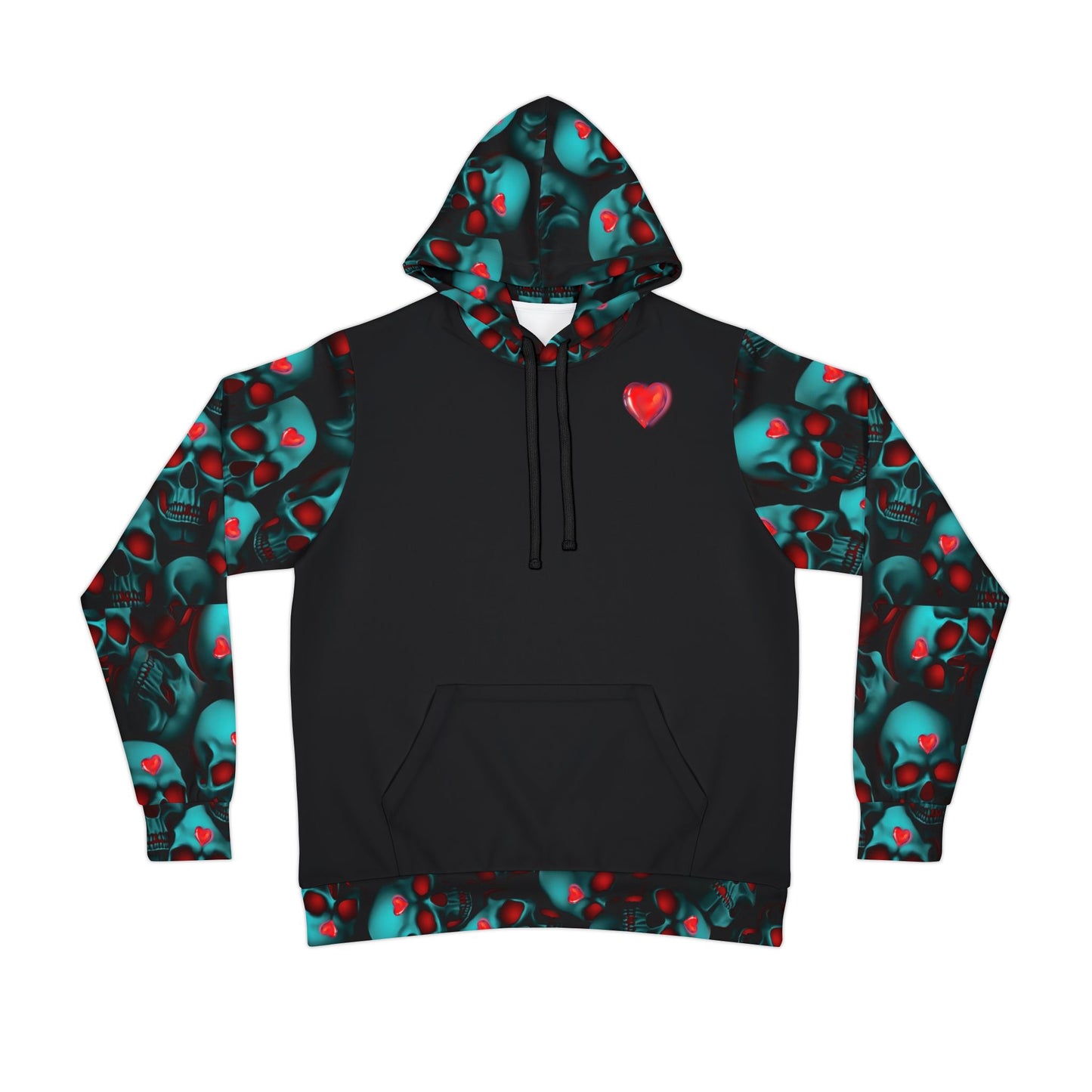 π€ Gothic Heart Skulls Black Hoodie β Edgy & Fearless Streetwear for Men & Women