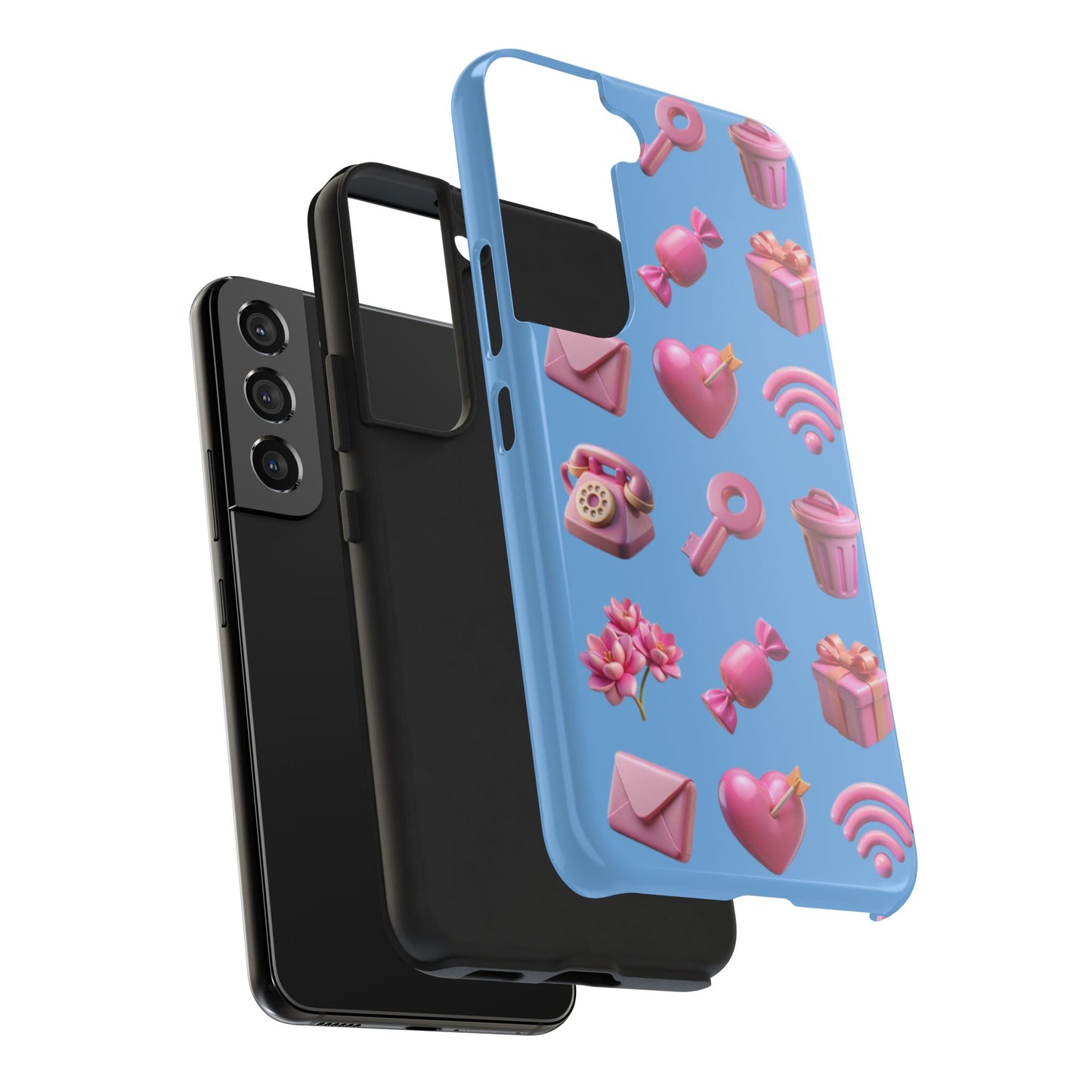 Cute and Colorful Tough Phone Case - Pink Emojis Design