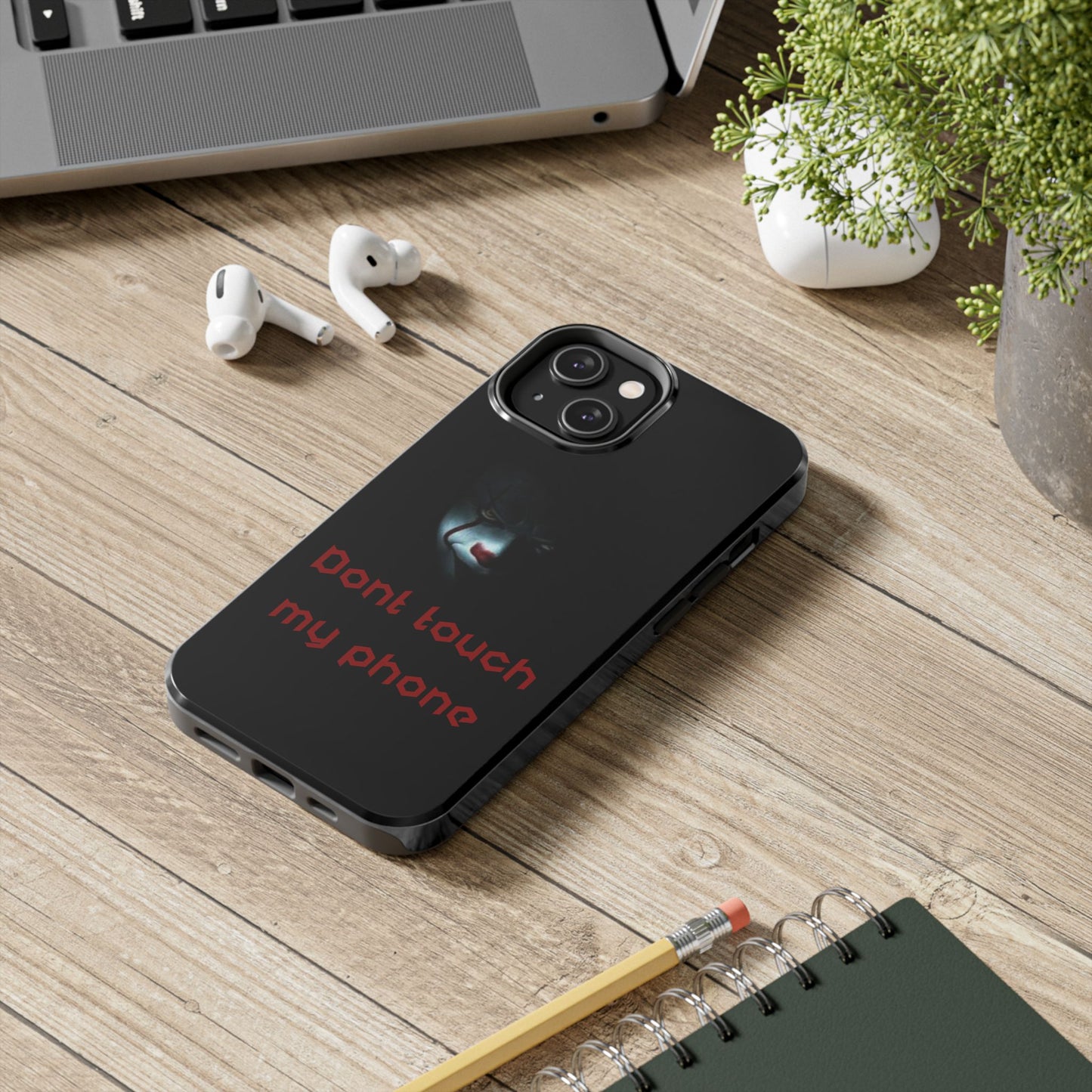 🤡 Creepy Clown Tough Phone Case – "Don’t Touch My Phone" Design for iPhone & Android