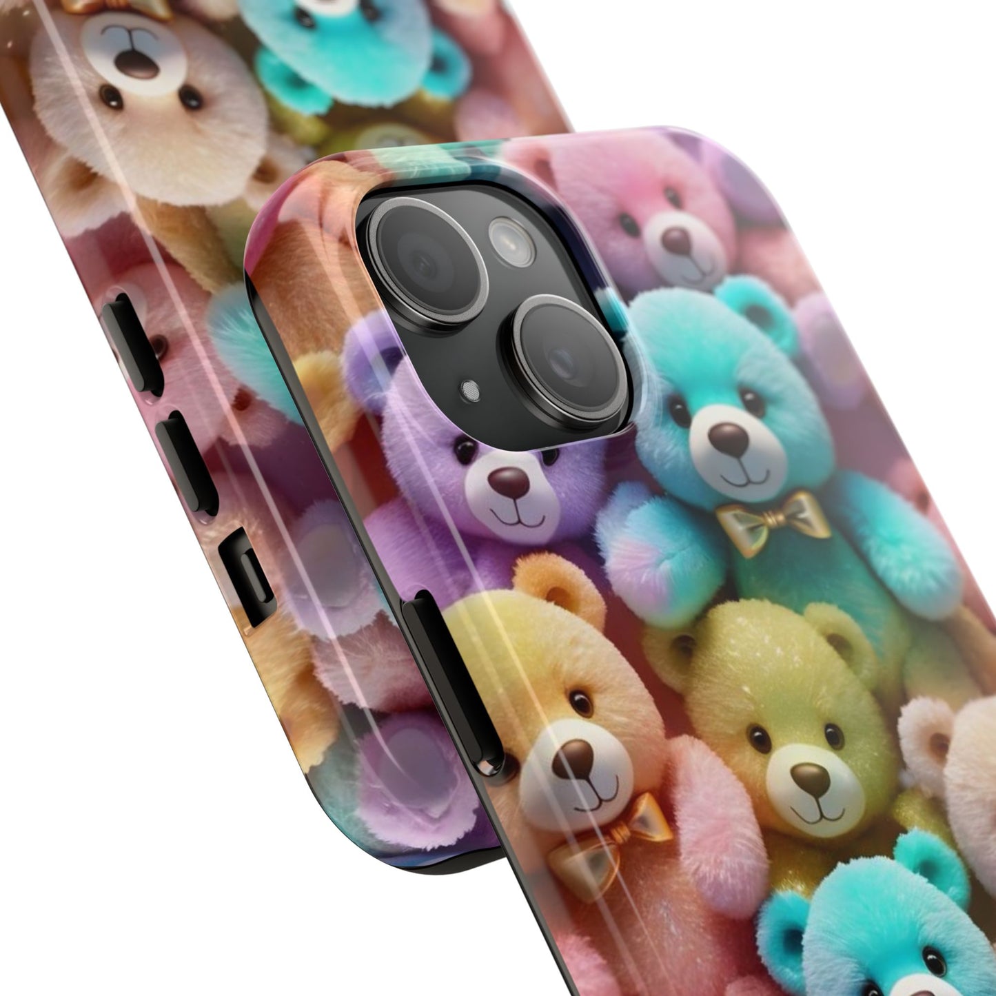 "Cute Teddy Bear Tough Phone Case – Colorful Plush-Inspired Protective Cover for iPhone & Android"