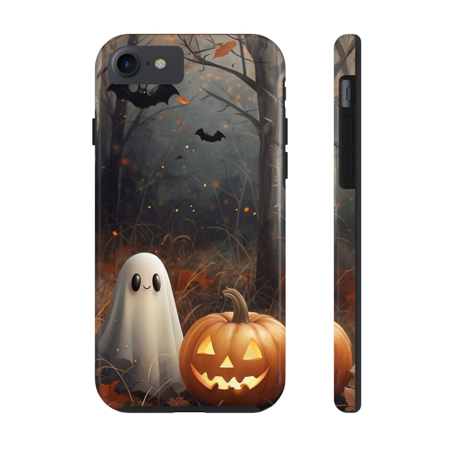 Spooky Halloween Phone Case - Tough Protective Cover with Ghost and Pumpkin Design
