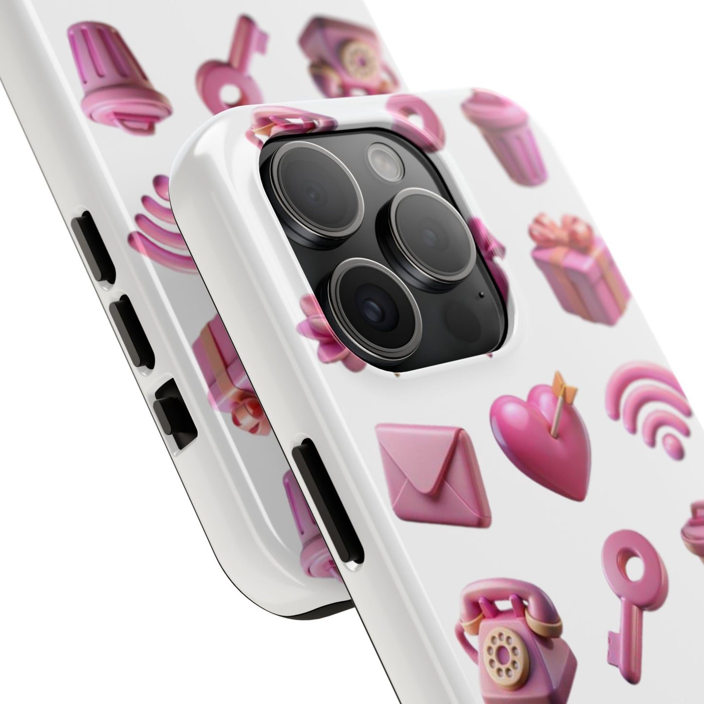 Cute and Colorful Tough Phone Case - Pink Emojis Design
