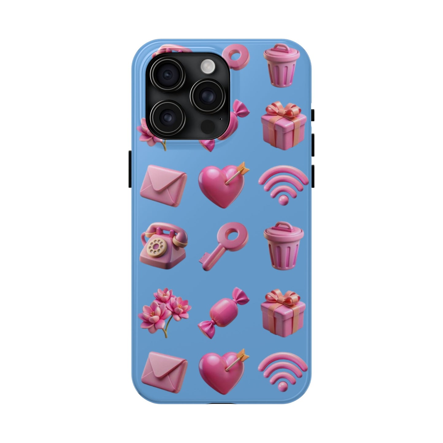 Cute and Colorful Tough Phone Case - Pink Emojis Design