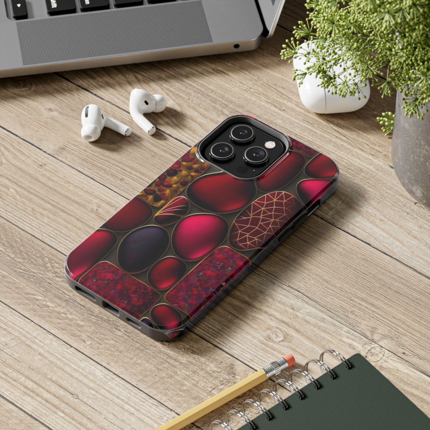 🔴 Tough Phone Cases – Red Stones Design for iPhone & Android – Durable Protection & Stylish Look