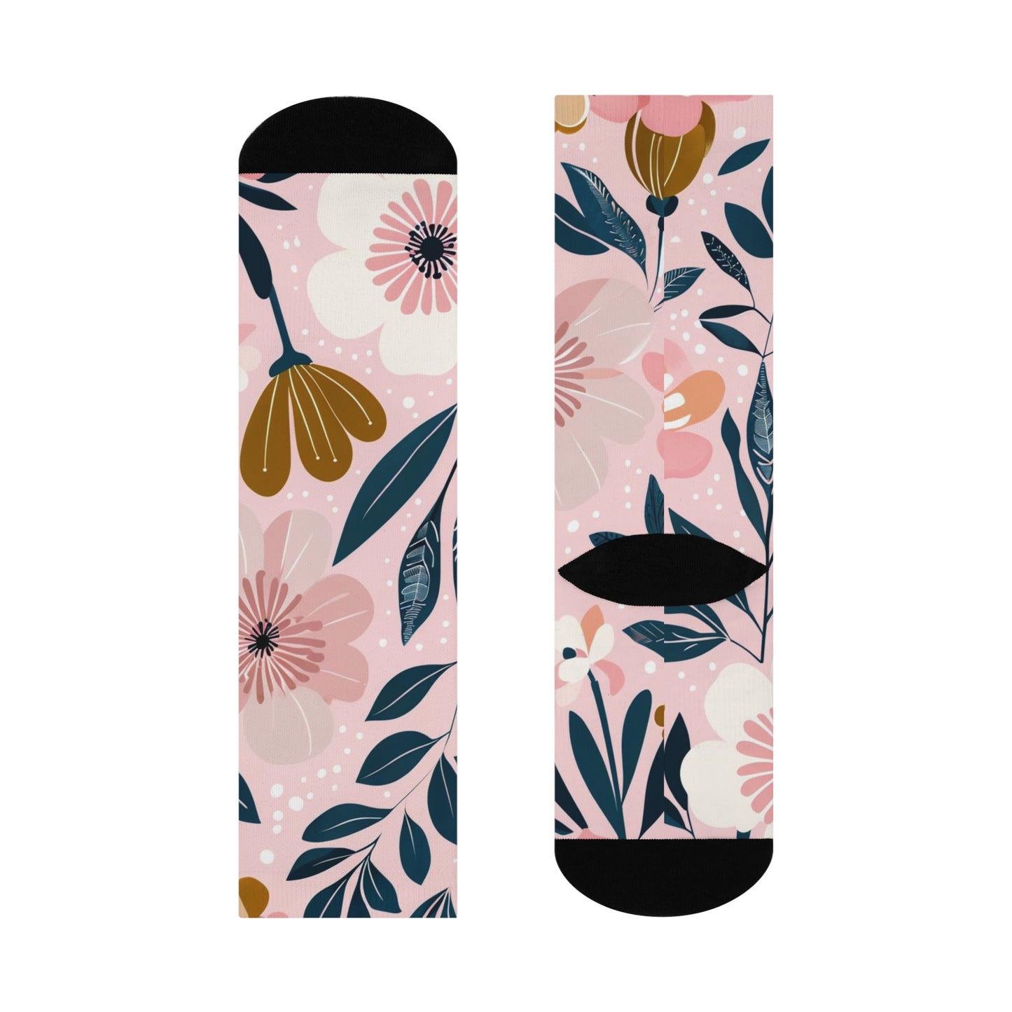 Cushioned Crew Socks Flowers