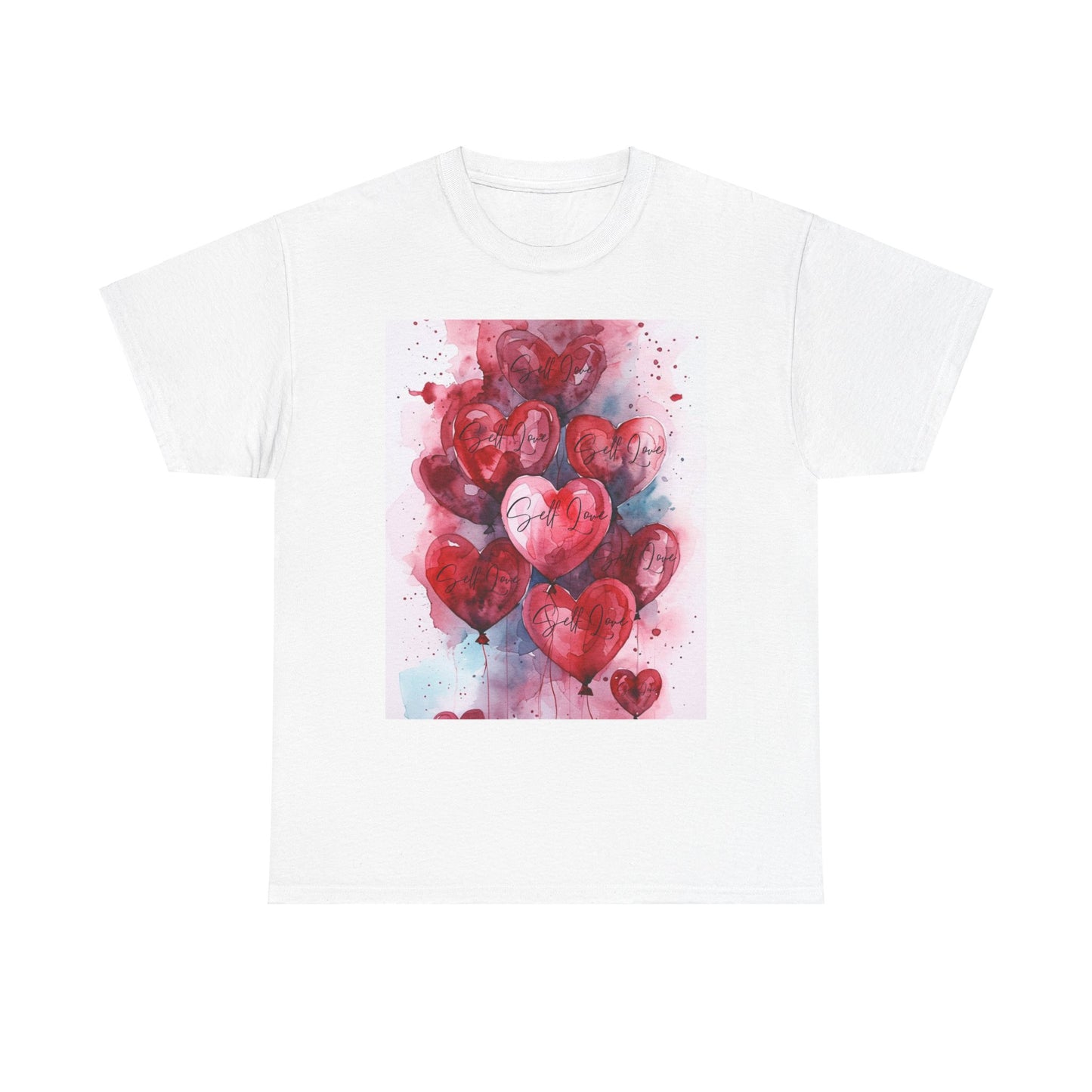 Watercolor Heart Balloons Unisex Heavy Cotton Tee