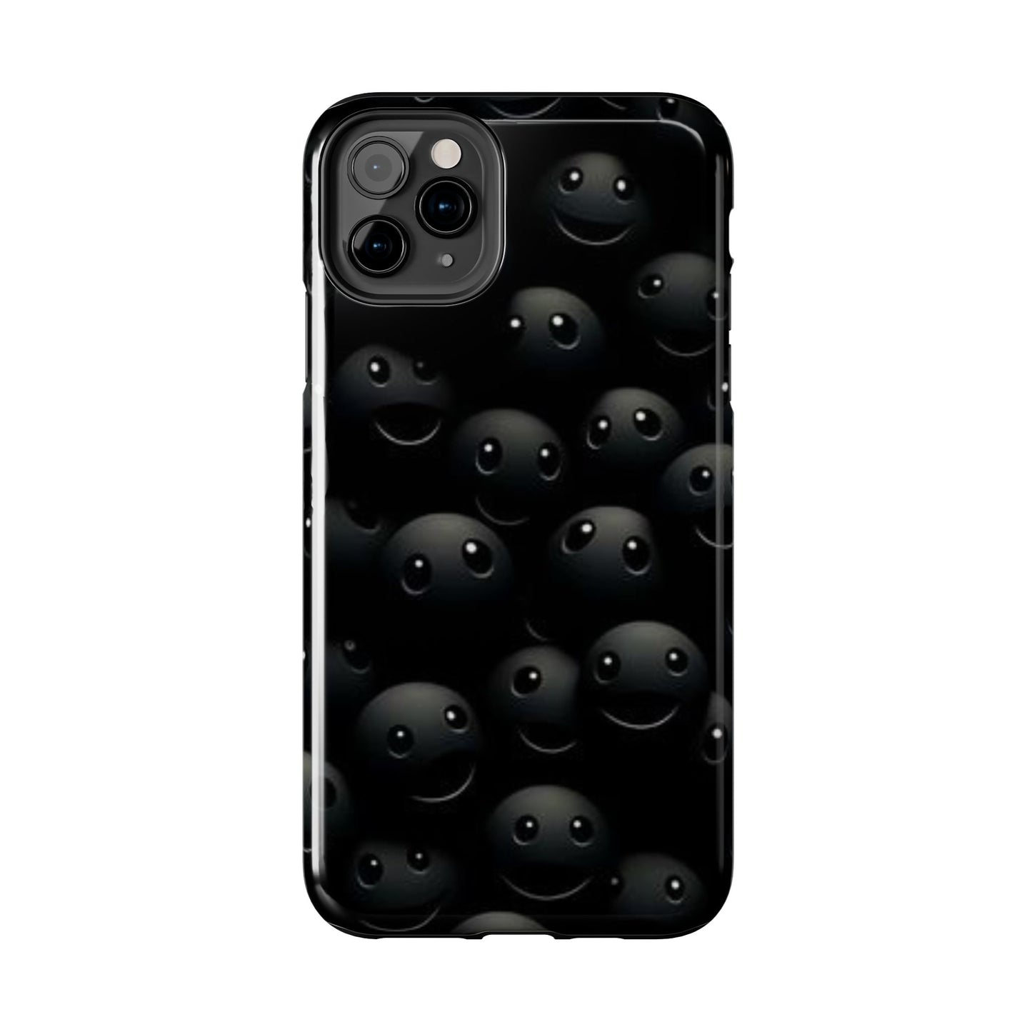 😊 Cute Smiley Face Black Tough Phone Case – Fun & Durable Protection for iPhone & Android