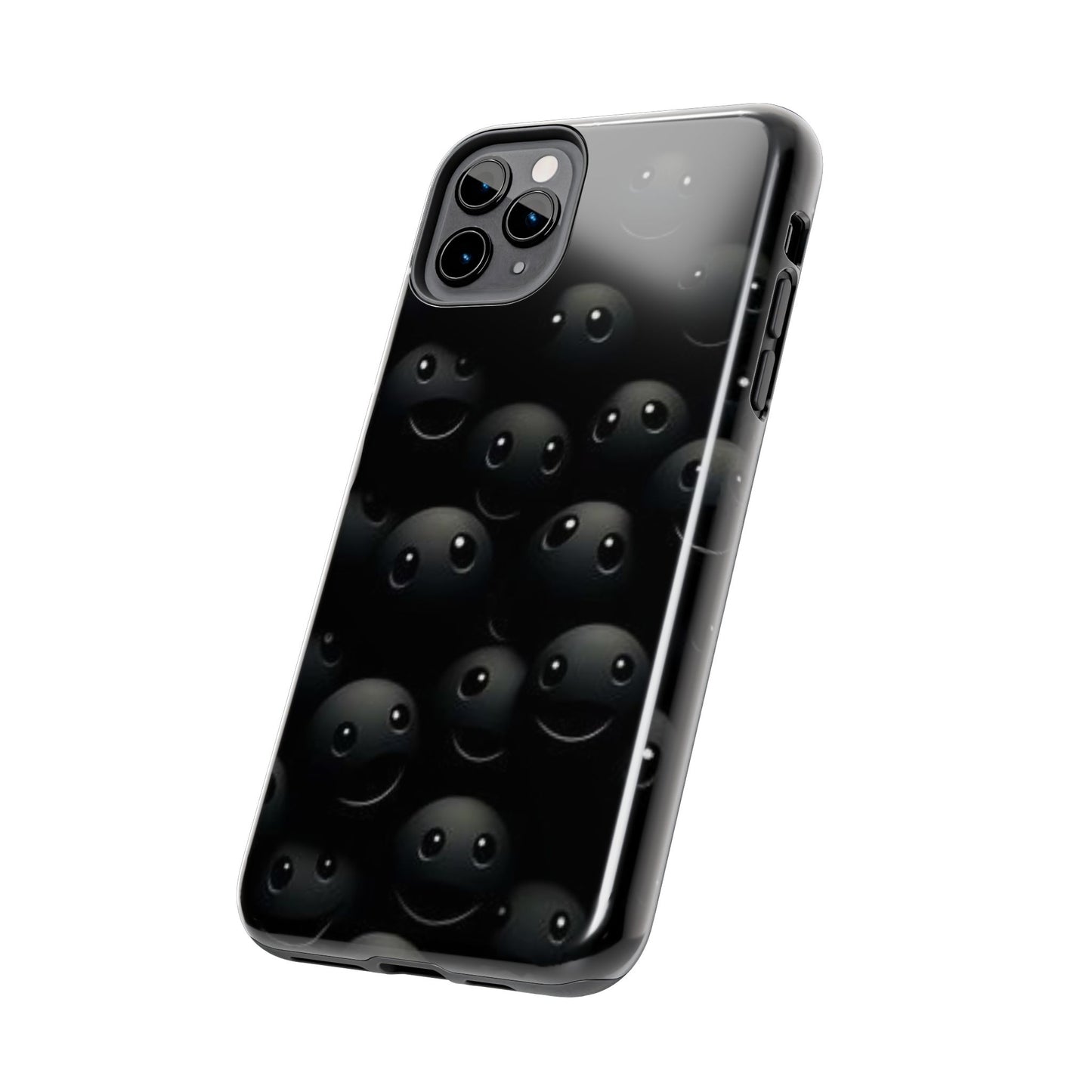 😊 Cute Smiley Face Black Tough Phone Case – Fun & Durable Protection for iPhone & Android