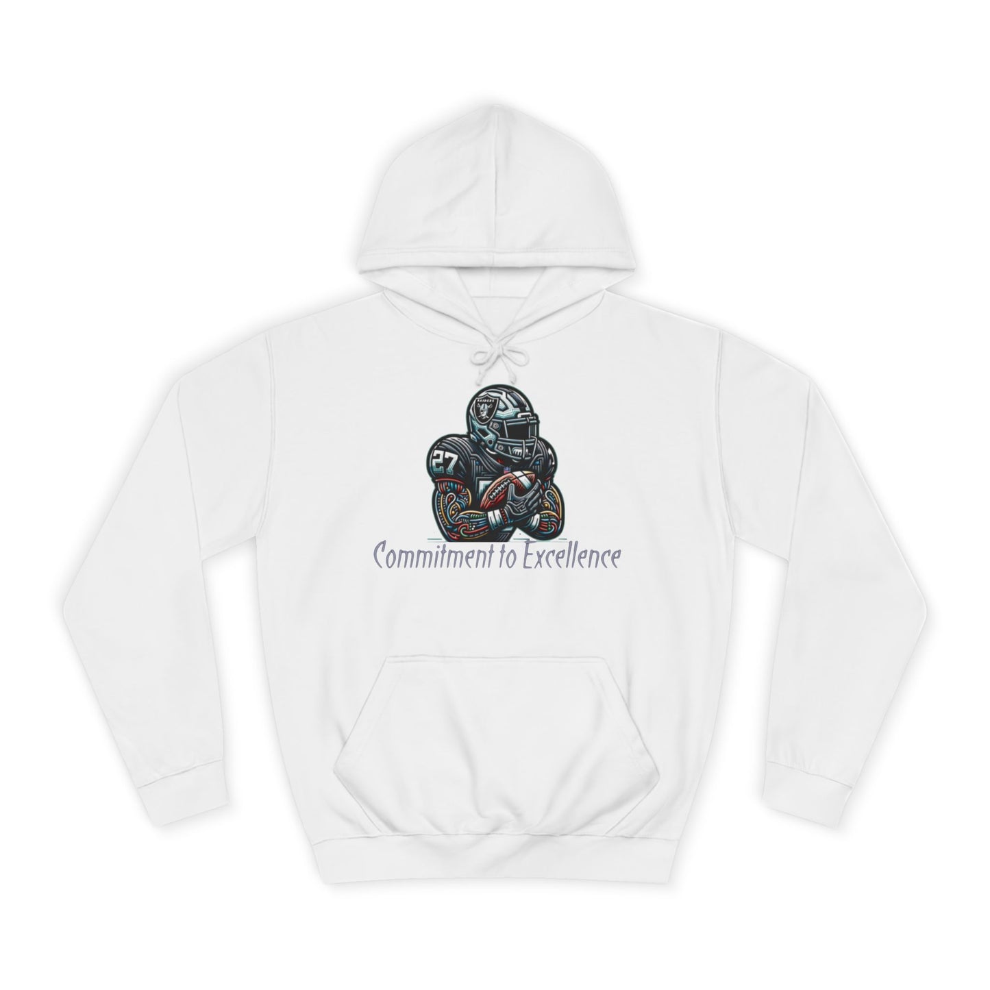 Jet Black NFL Men’s Hoodie – "Commitment to Excellence" Game Day Football Sweatshirt with Drawstrings & Kangaroo Pocket