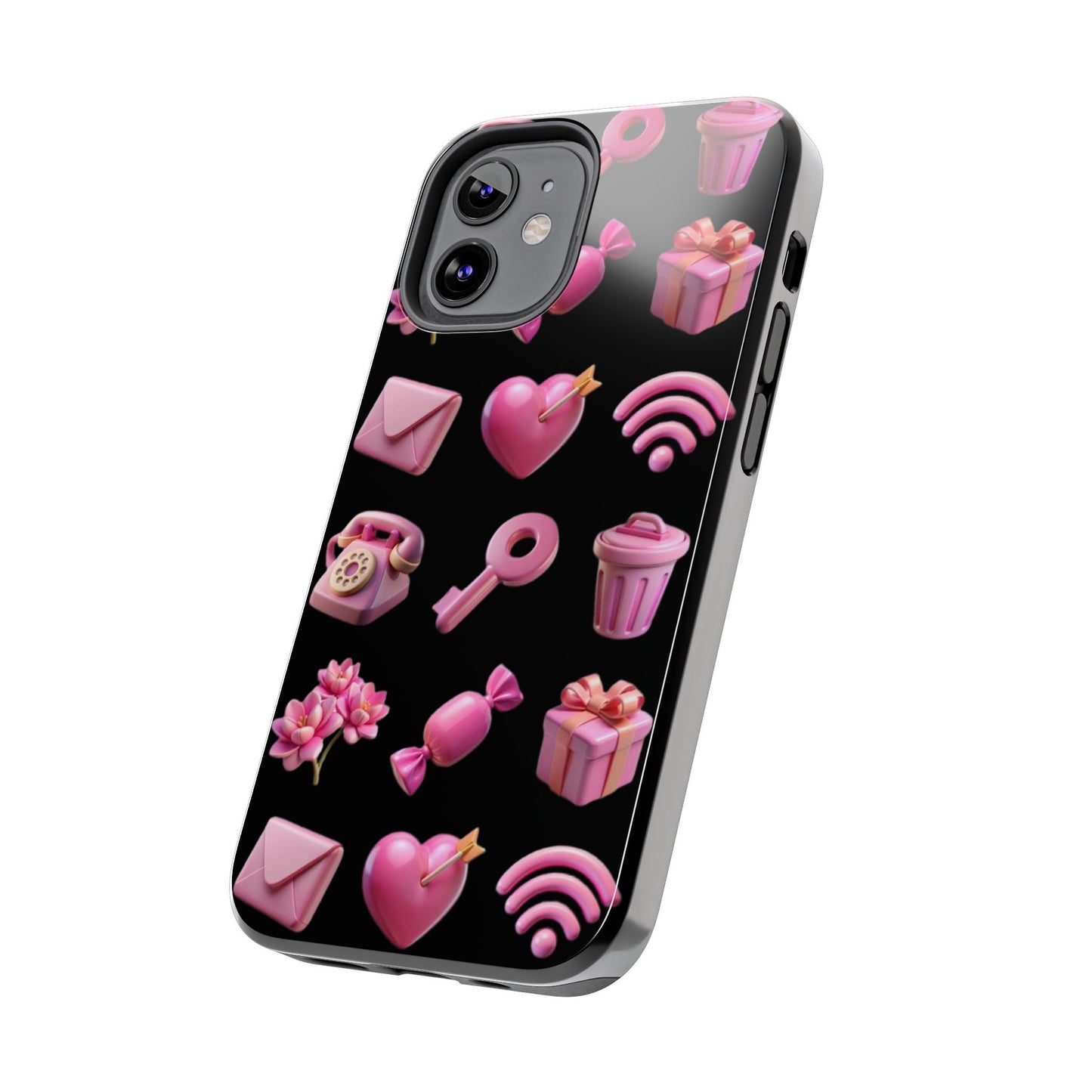 Cute and Colorful Tough Phone Case - Pink Emojis Design