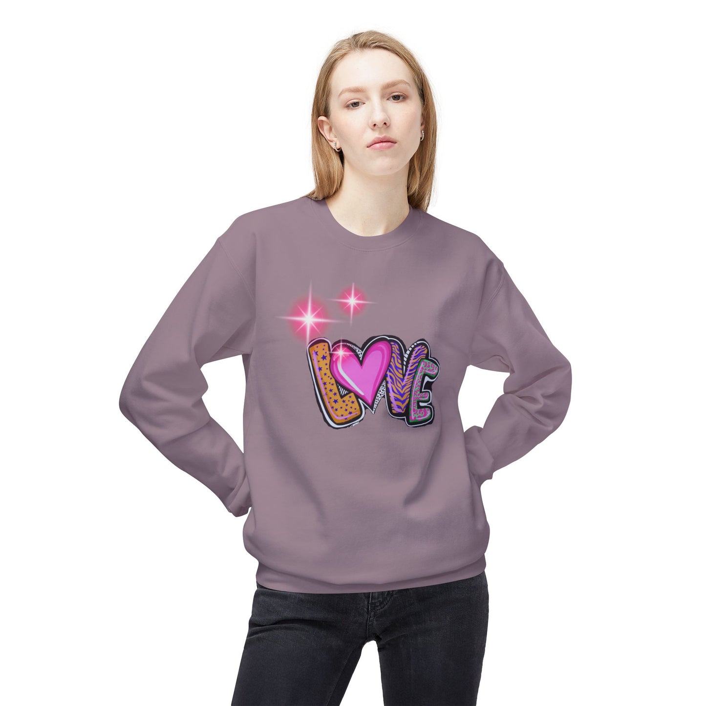 Snow Petal White Fleece Sweatshirt for Her – Soft Cozy Love-Inspired Gift
