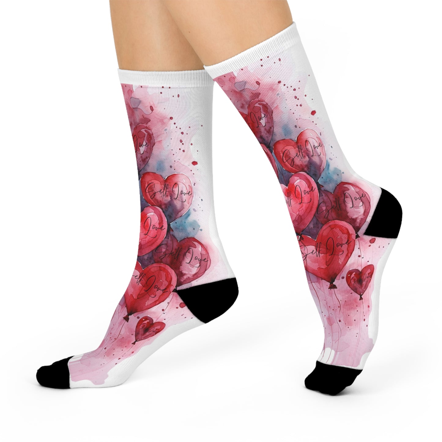 Cushioned Crew Socks Cute Hearts Valentines
