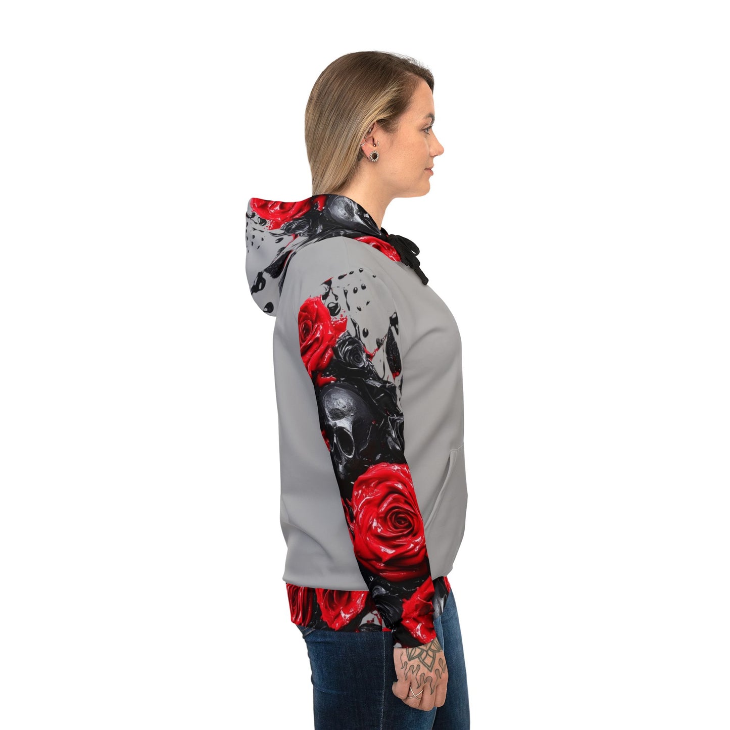 "Gothic Skull & Roses Hoodie – Edgy Floral Streetwear for Men & Women | Dark Aesthetic Pullover with Grunge & Punk Vibes"