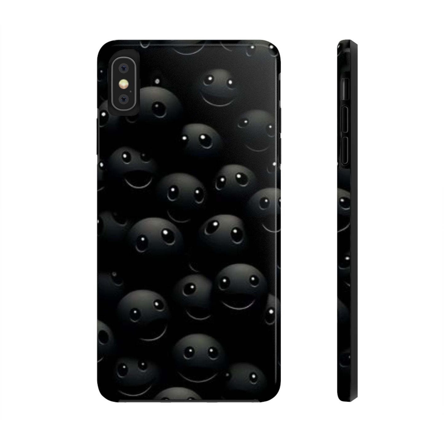 😊 Cute Smiley Face Black Tough Phone Case – Fun & Durable Protection for iPhone & Android