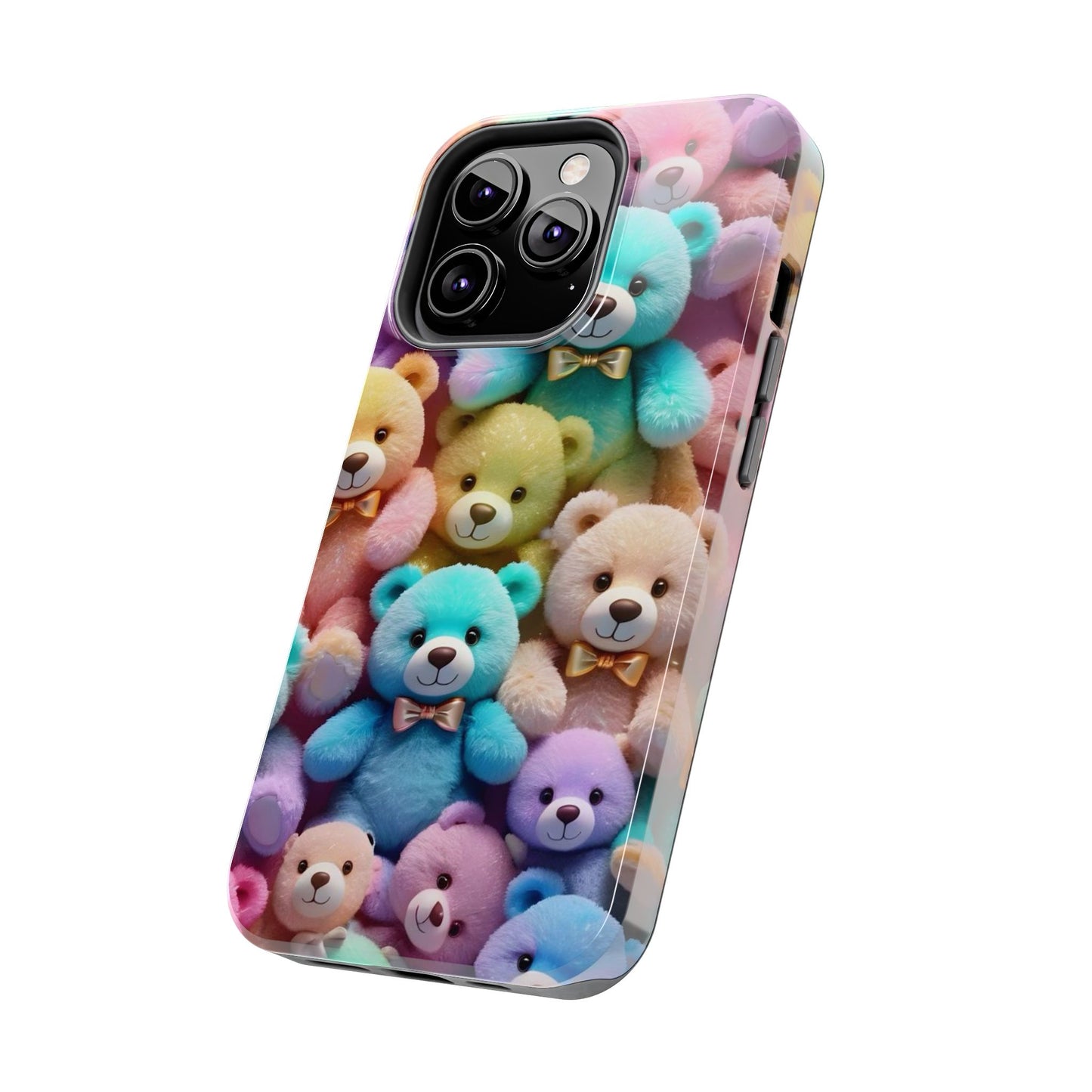 "Cute Teddy Bear Tough Phone Case – Colorful Plush-Inspired Protective Cover for iPhone & Android"