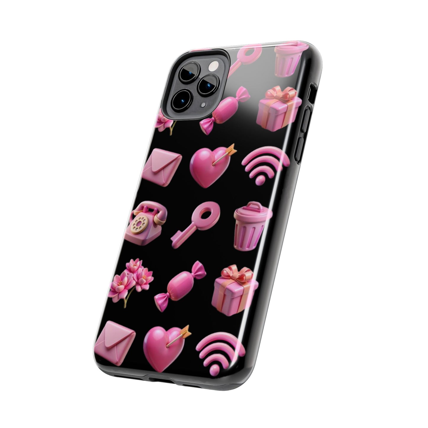 Cute and Colorful Tough Phone Case - Pink Emojis Design