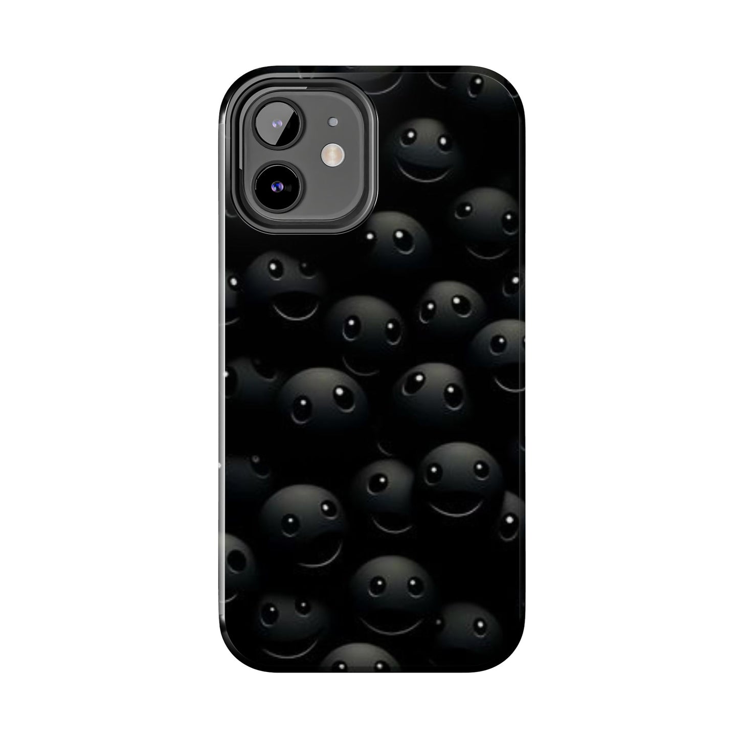 😊 Cute Smiley Face Black Tough Phone Case – Fun & Durable Protection for iPhone & Android