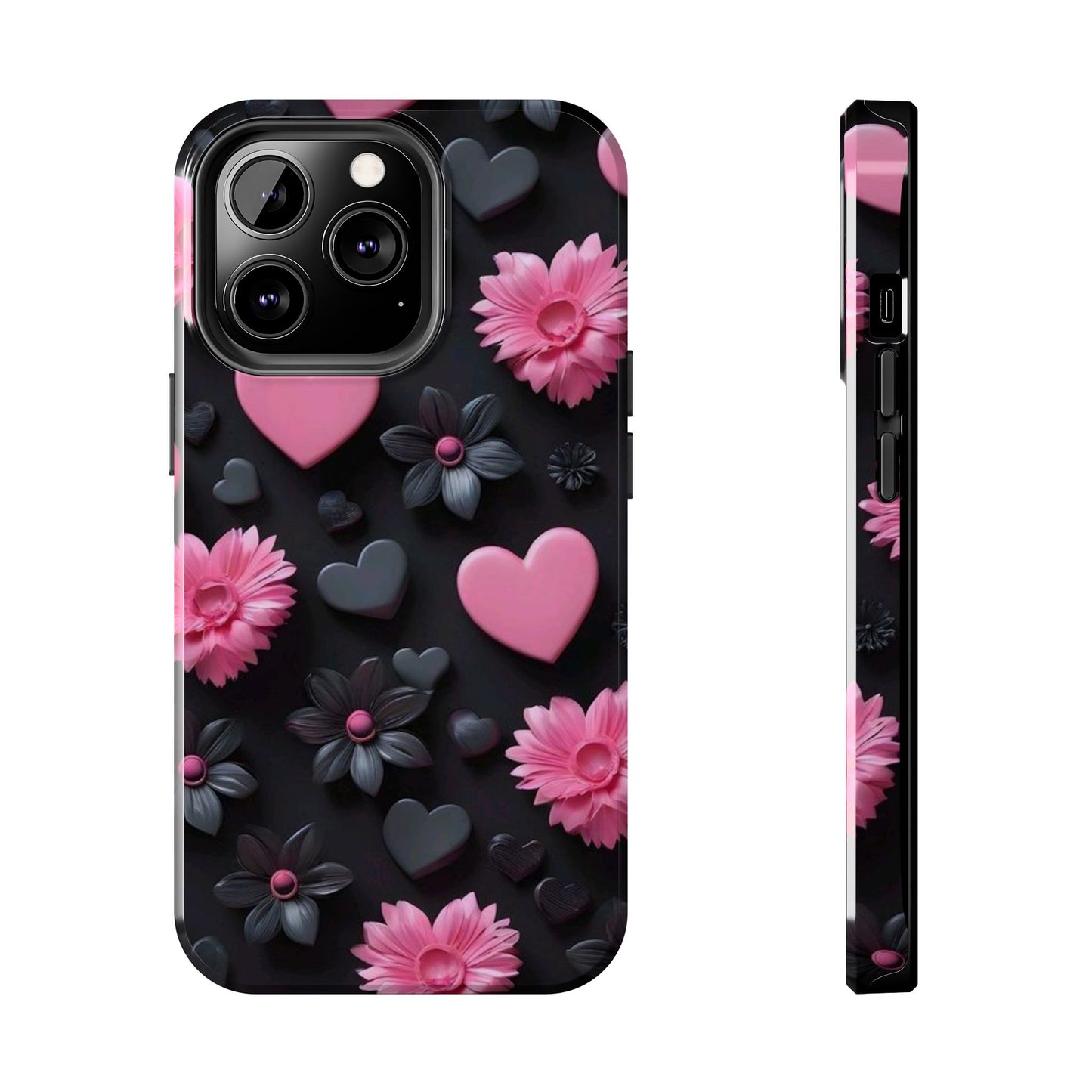 Floral Heart Tough Phone Case - Durable Protection Bold Design For iPhones & Androids