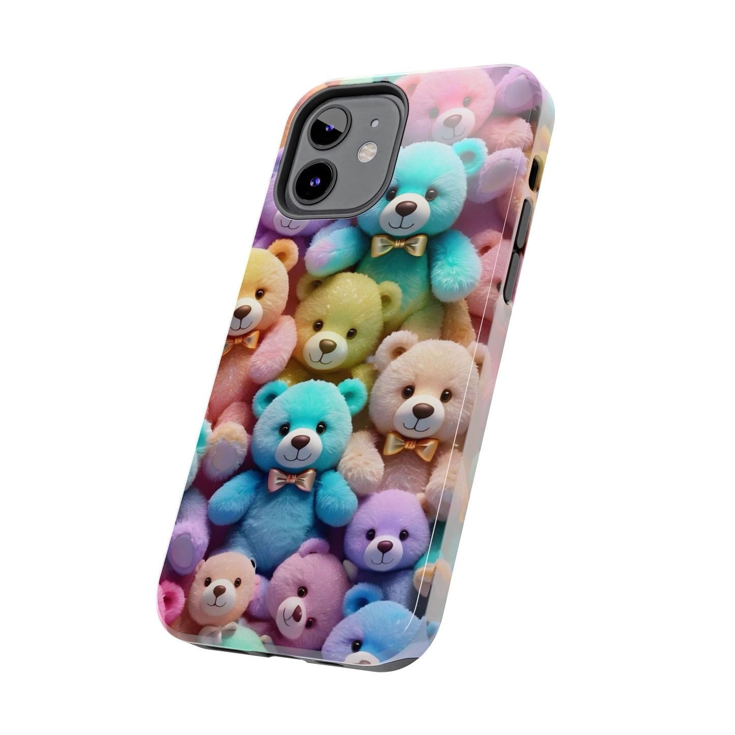 "Cute Teddy Bear Tough Phone Case – Colorful Plush-Inspired Protective Cover for iPhone & Android"