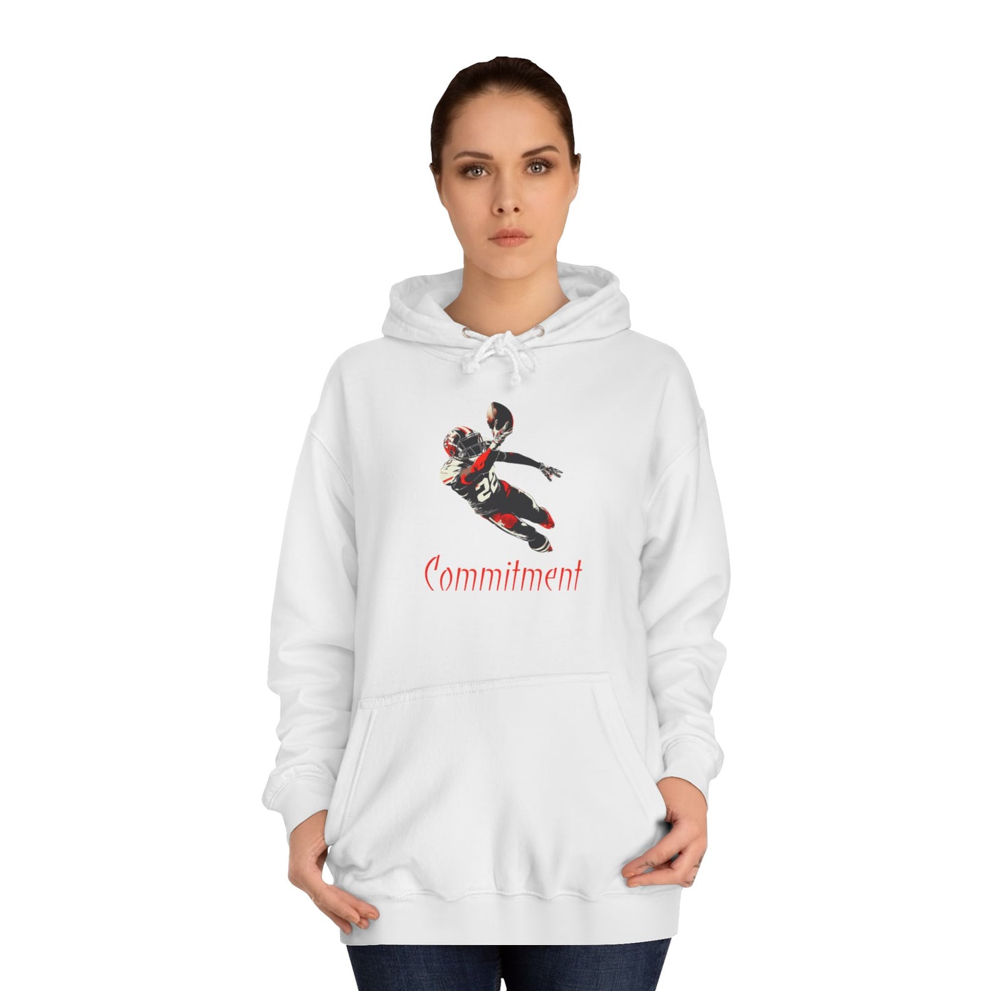 Steel Grey Men’s Game Day Football Hoodie – Commitment Athletic Sweatshirt with Drawstrings & Kangaroo Pocket