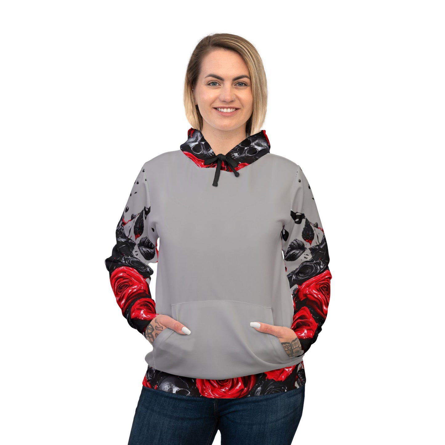 "Gothic Skull & Roses Hoodie – Edgy Floral Streetwear for Men & Women | Dark Aesthetic Pullover with Grunge & Punk Vibes"