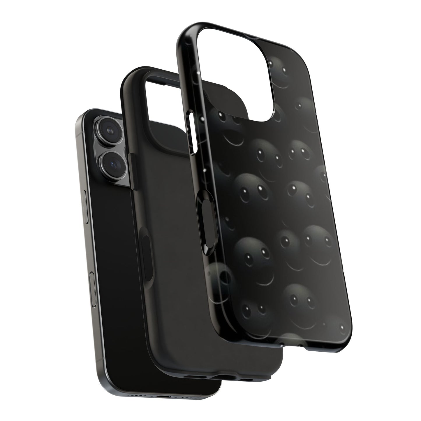 😊 Cute Smiley Face Black Tough Phone Case – Fun & Durable Protection for iPhone & Android