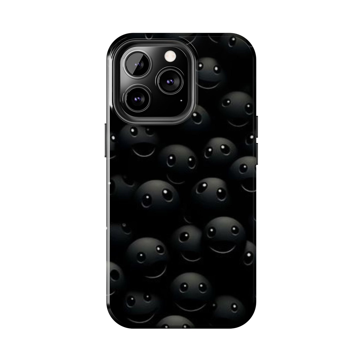 😊 Cute Smiley Face Black Tough Phone Case – Fun & Durable Protection for iPhone & Android