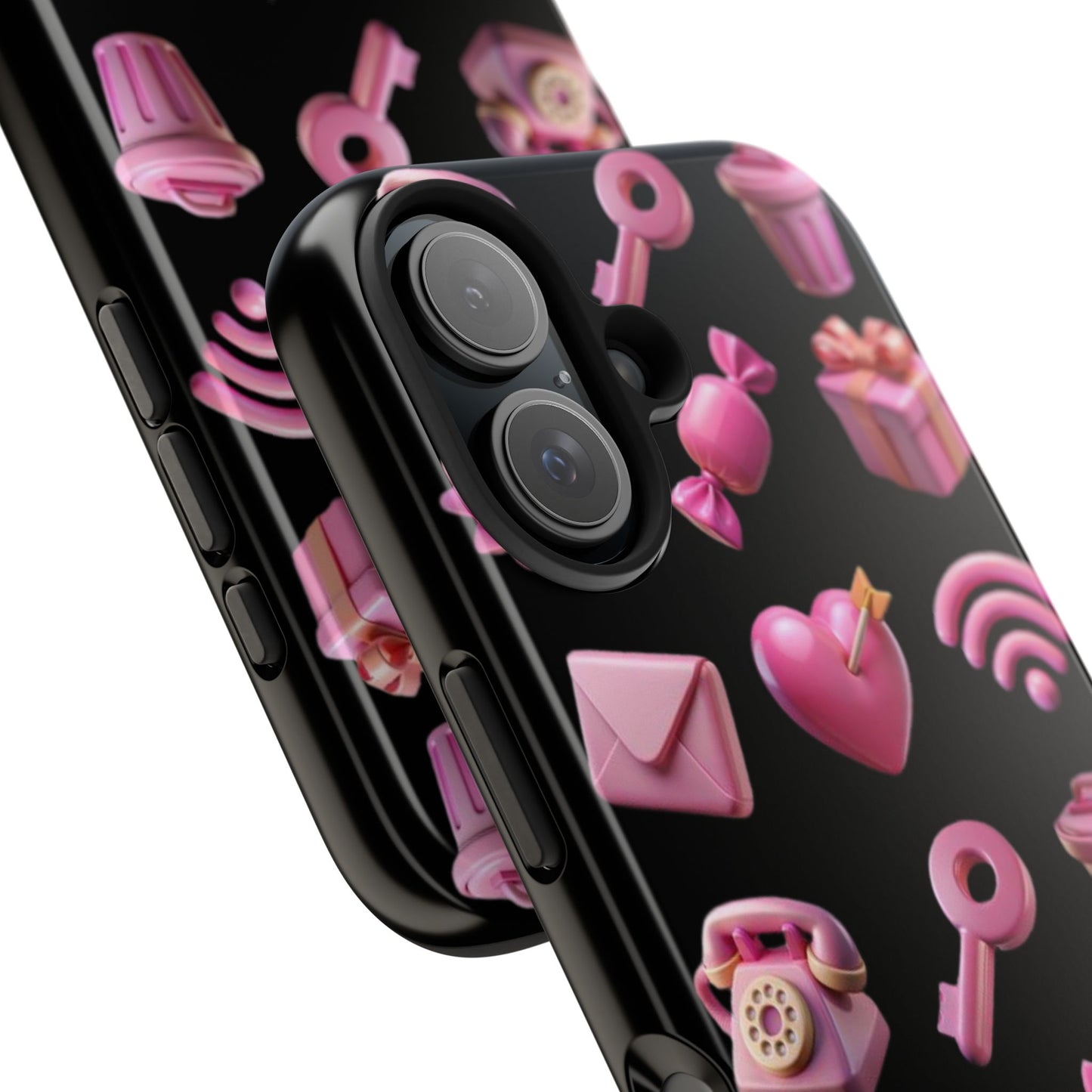 Cute and Colorful Tough Phone Case - Pink Emojis Design