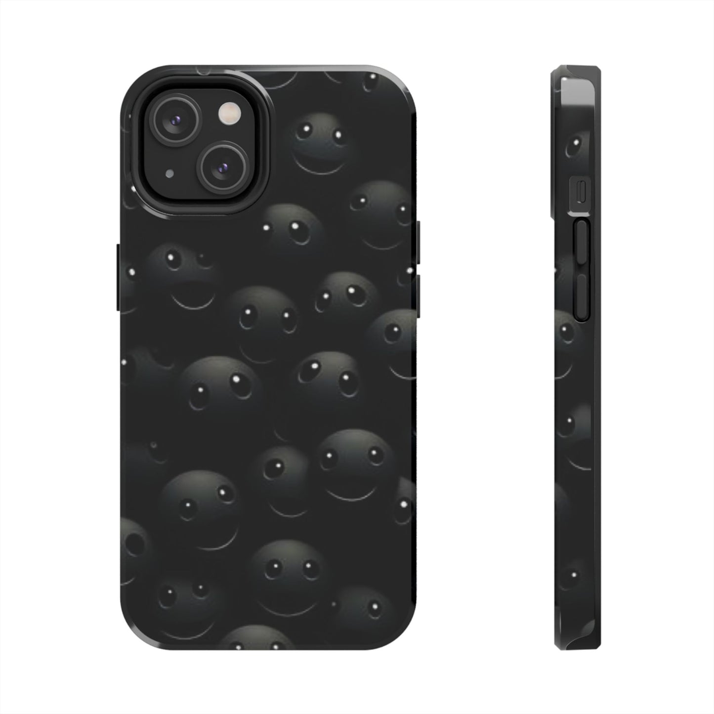 😊 Cute Smiley Face Black Tough Phone Case – Fun & Durable Protection for iPhone & Android