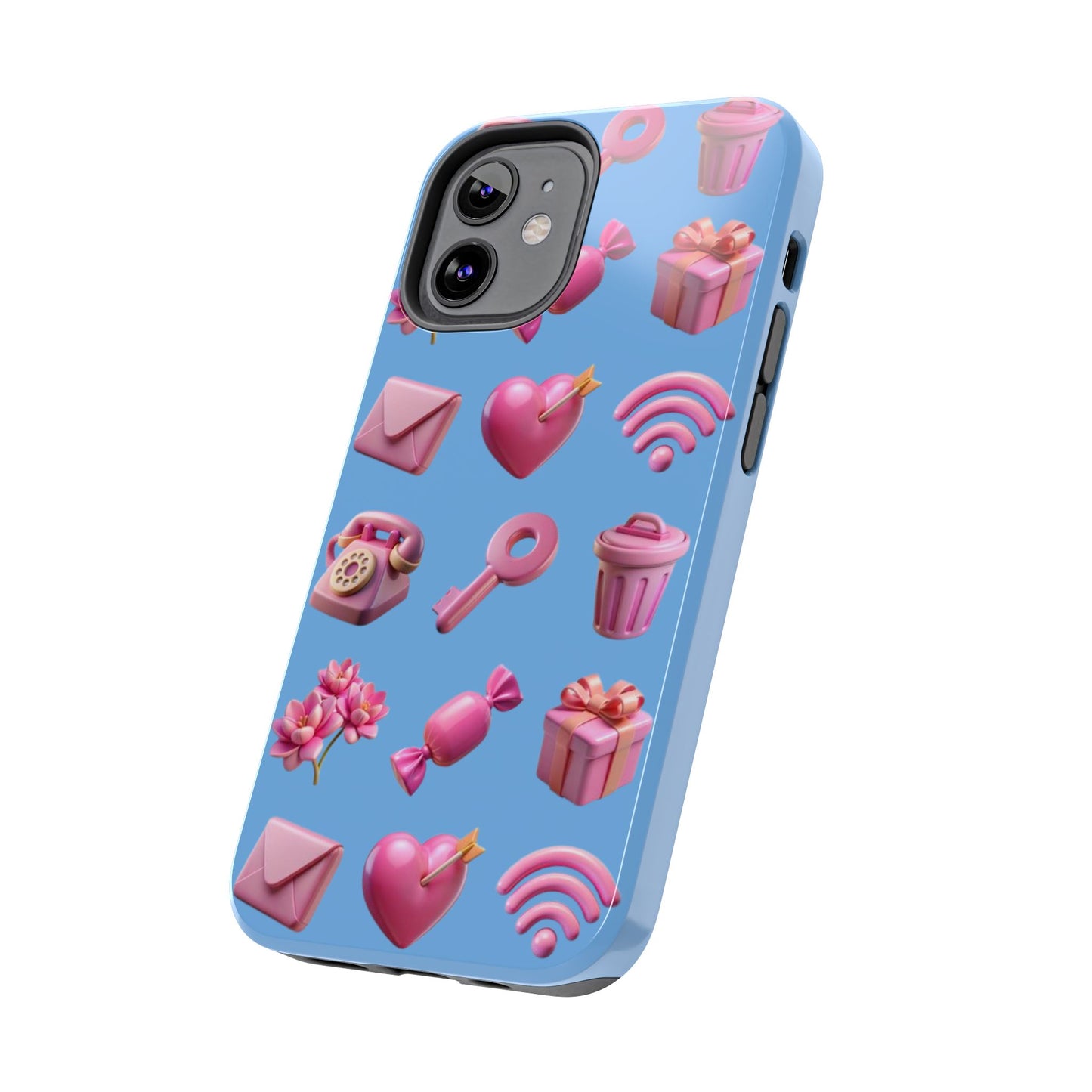 Cute and Colorful Tough Phone Case - Pink Emojis Design