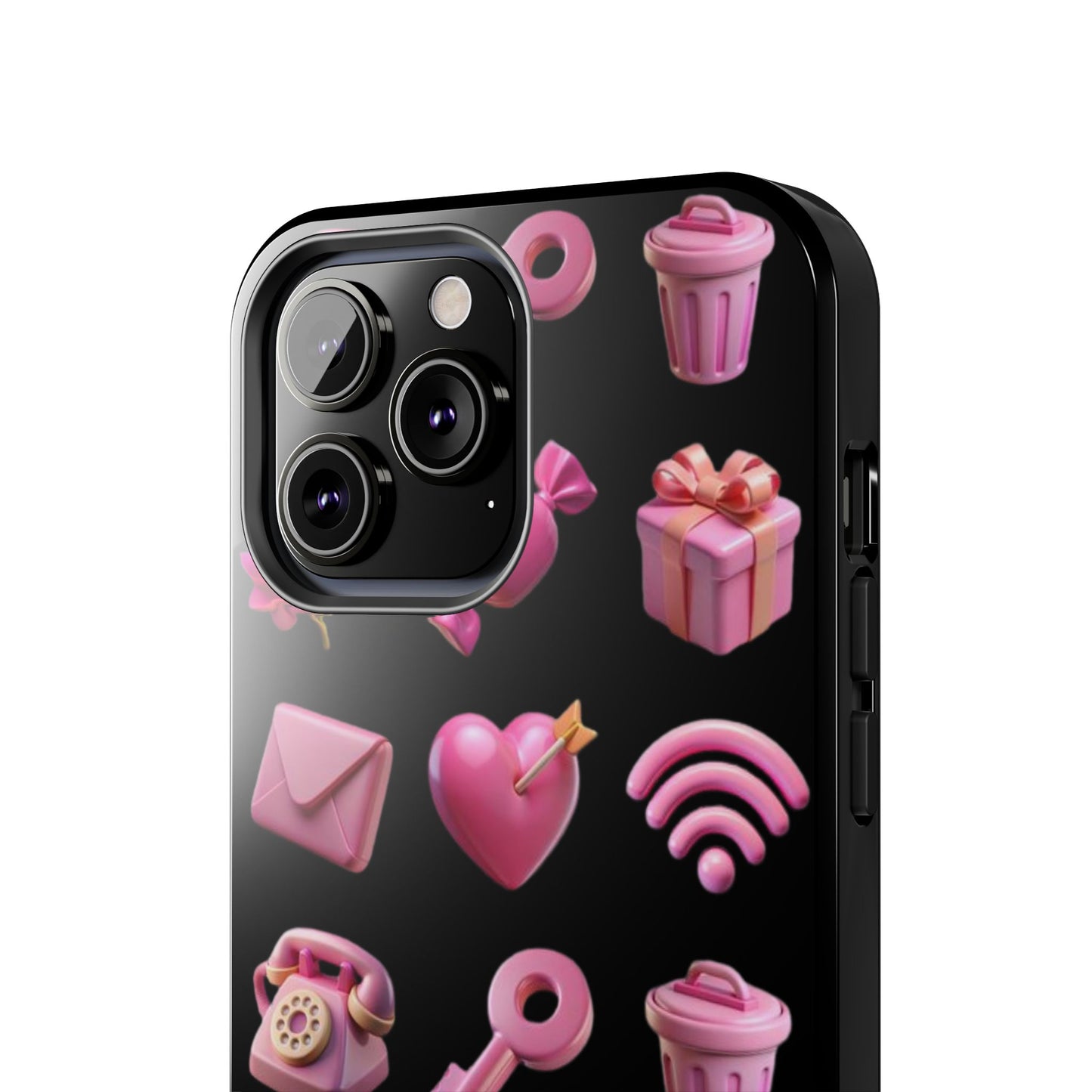 Cute and Colorful Tough Phone Case - Pink Emojis Design